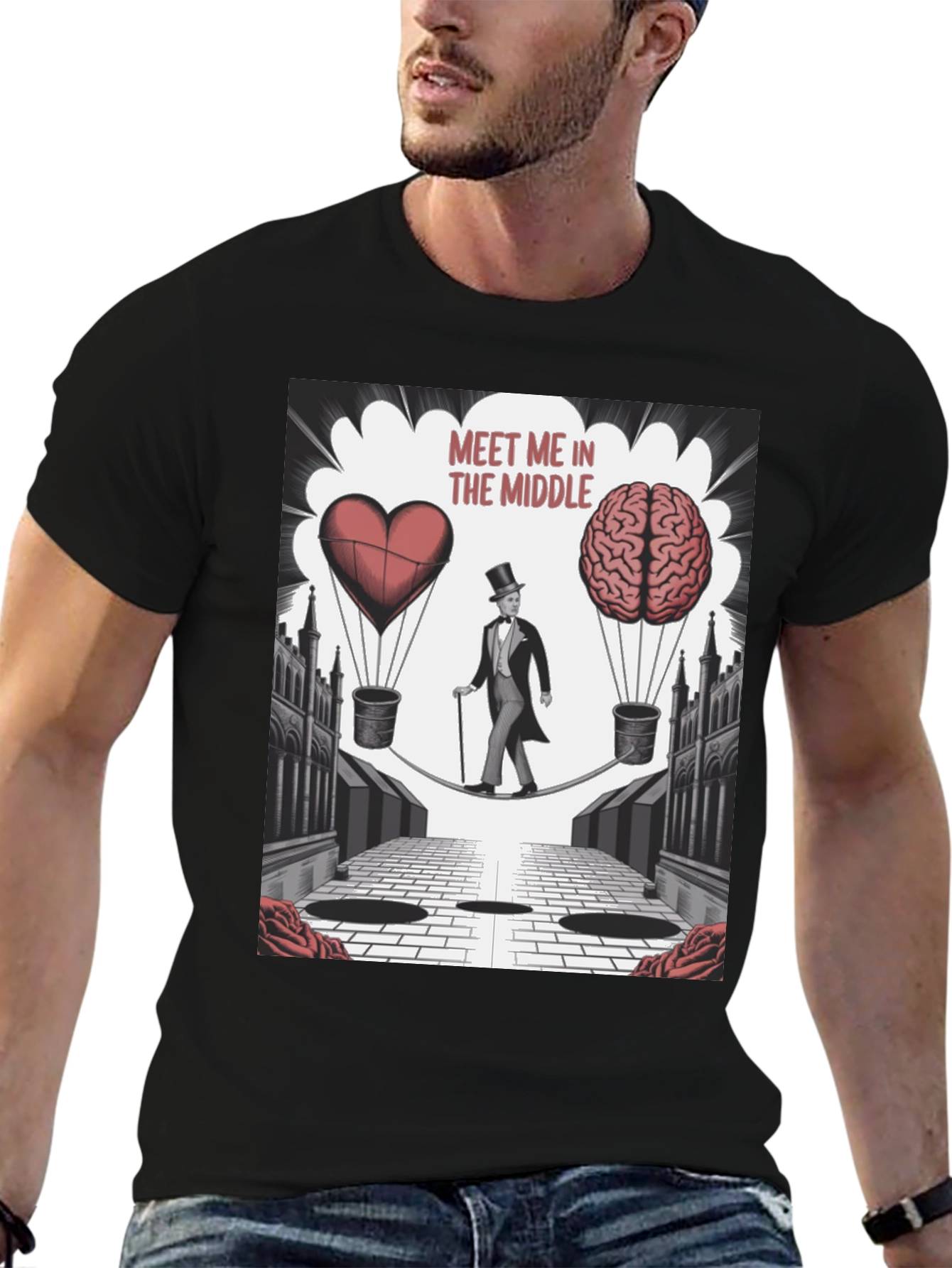 Black Meet Me in the Middle Graphic T-Shirt view 6