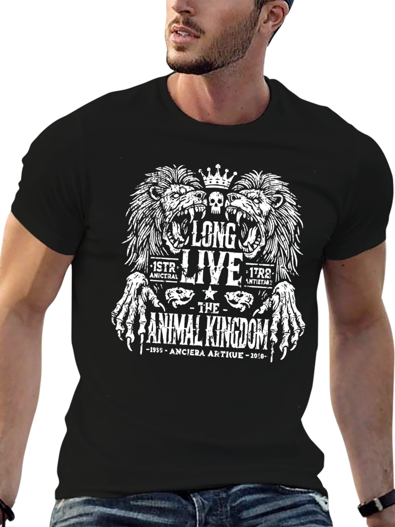 Black Long Live Animal Kingdom Graphic T-Shirt Black view 6