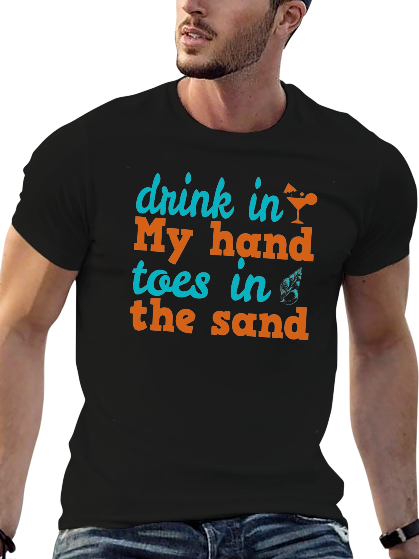 Black Drink in My Hand, Toes in the Sand Tee view 6