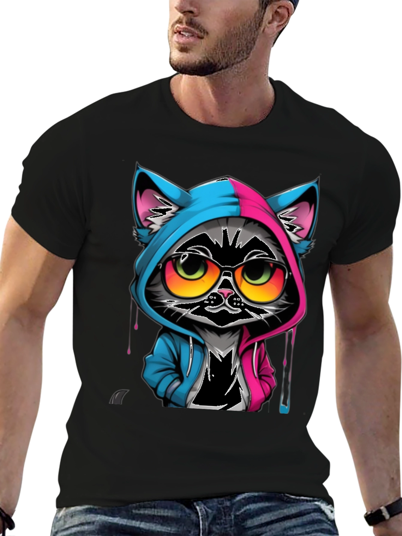 Black Cool Cat T-Shirt view 6