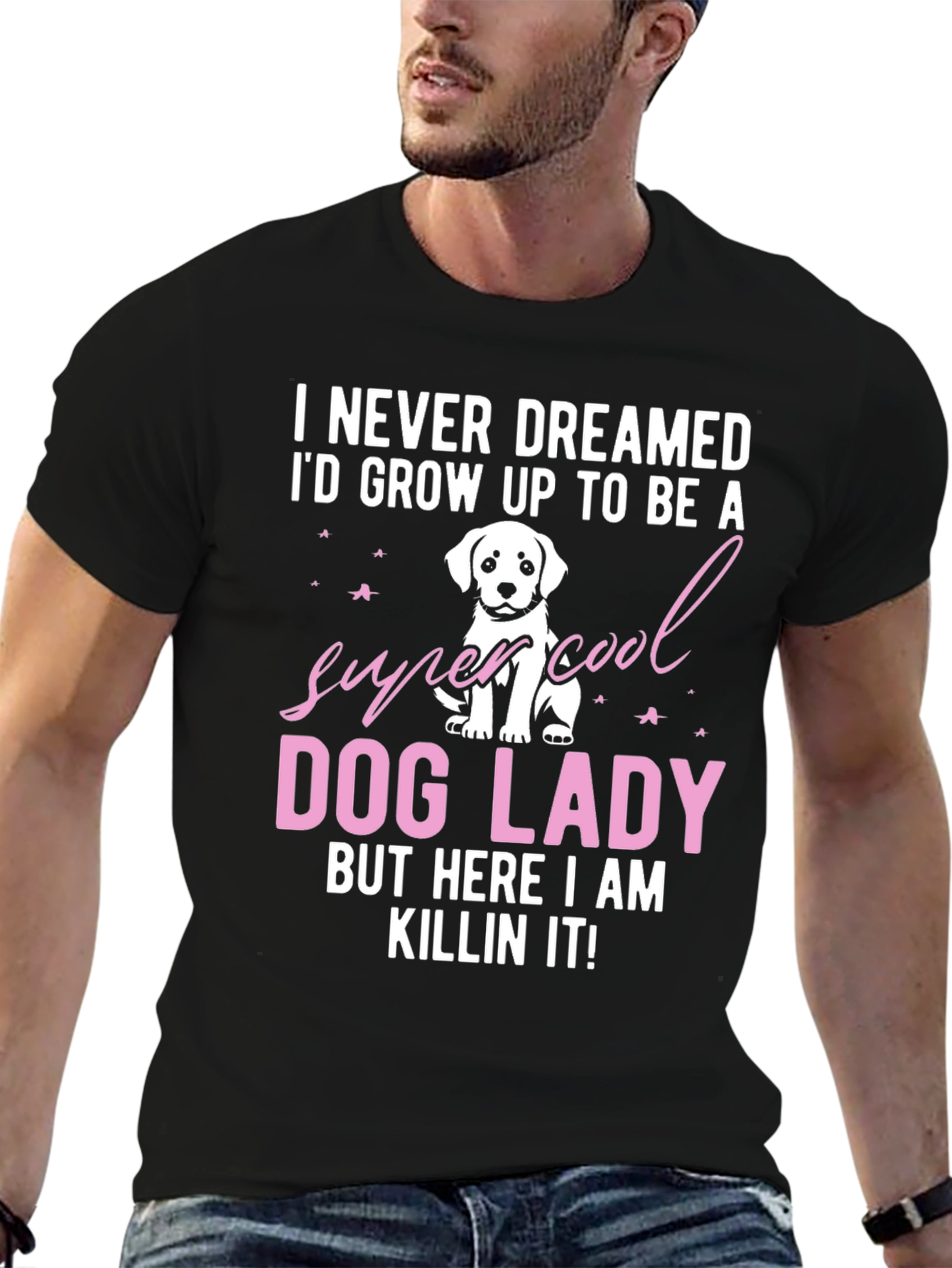 Black Dog Lady T-Shirt - Super Cool Dog Lover Tee view 6