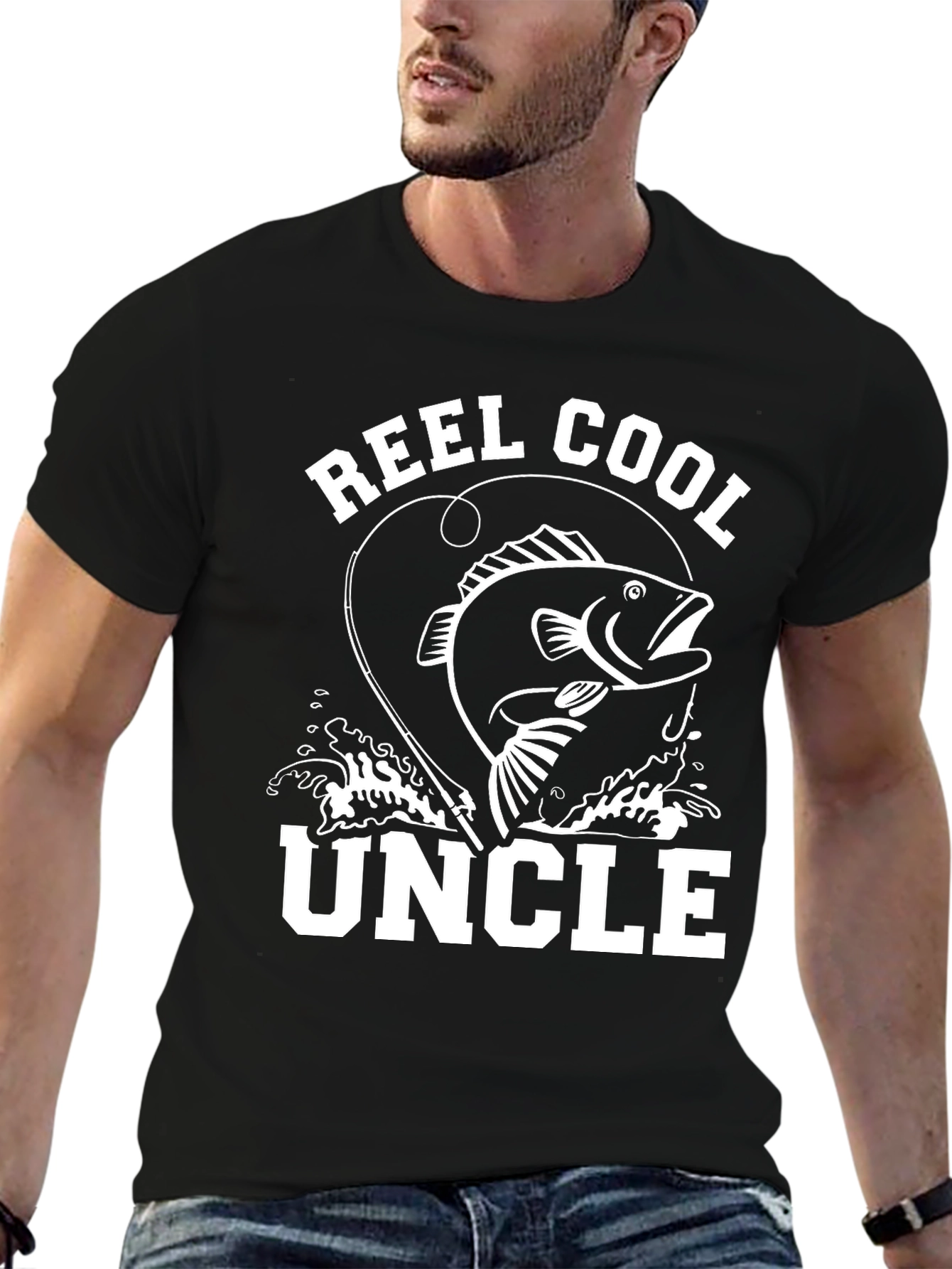 Black Reel Cool Uncle Fishing T-Shirt view 6