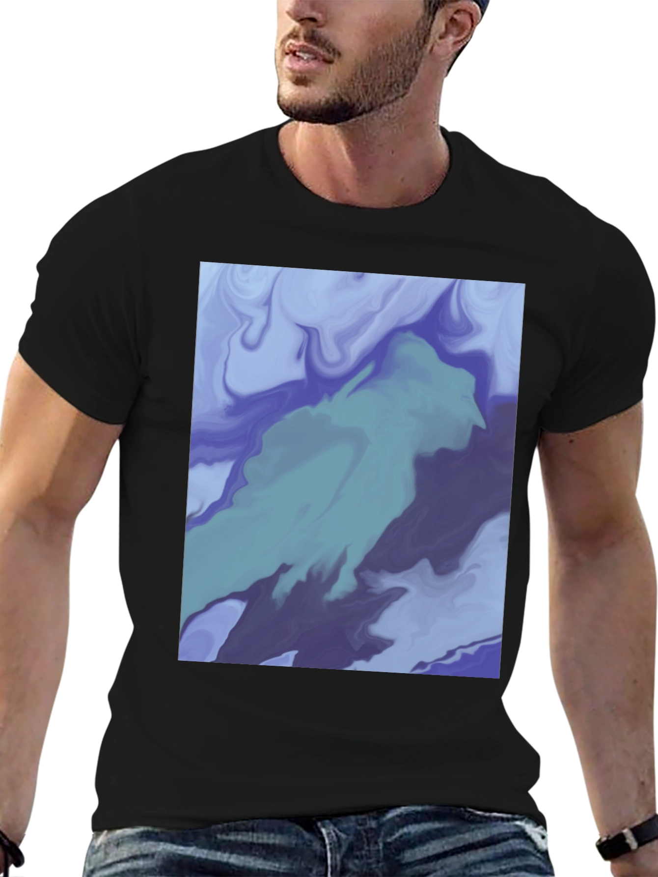 Black Abstract Art Tee - Modern Graphic T-Shirt view 6