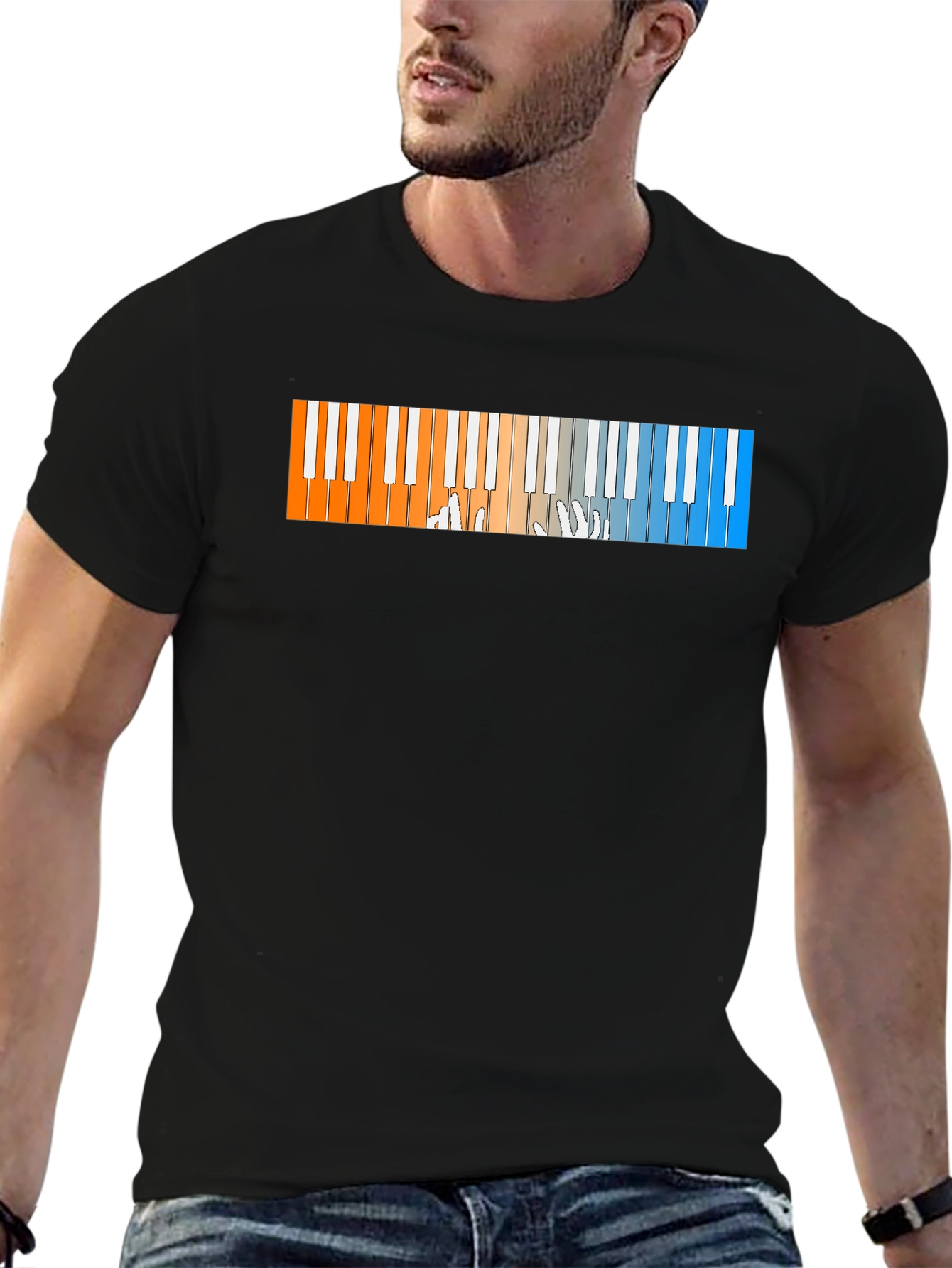 Black Piano Keys Graphic T-Shirt - Cool Musician Tee view 6