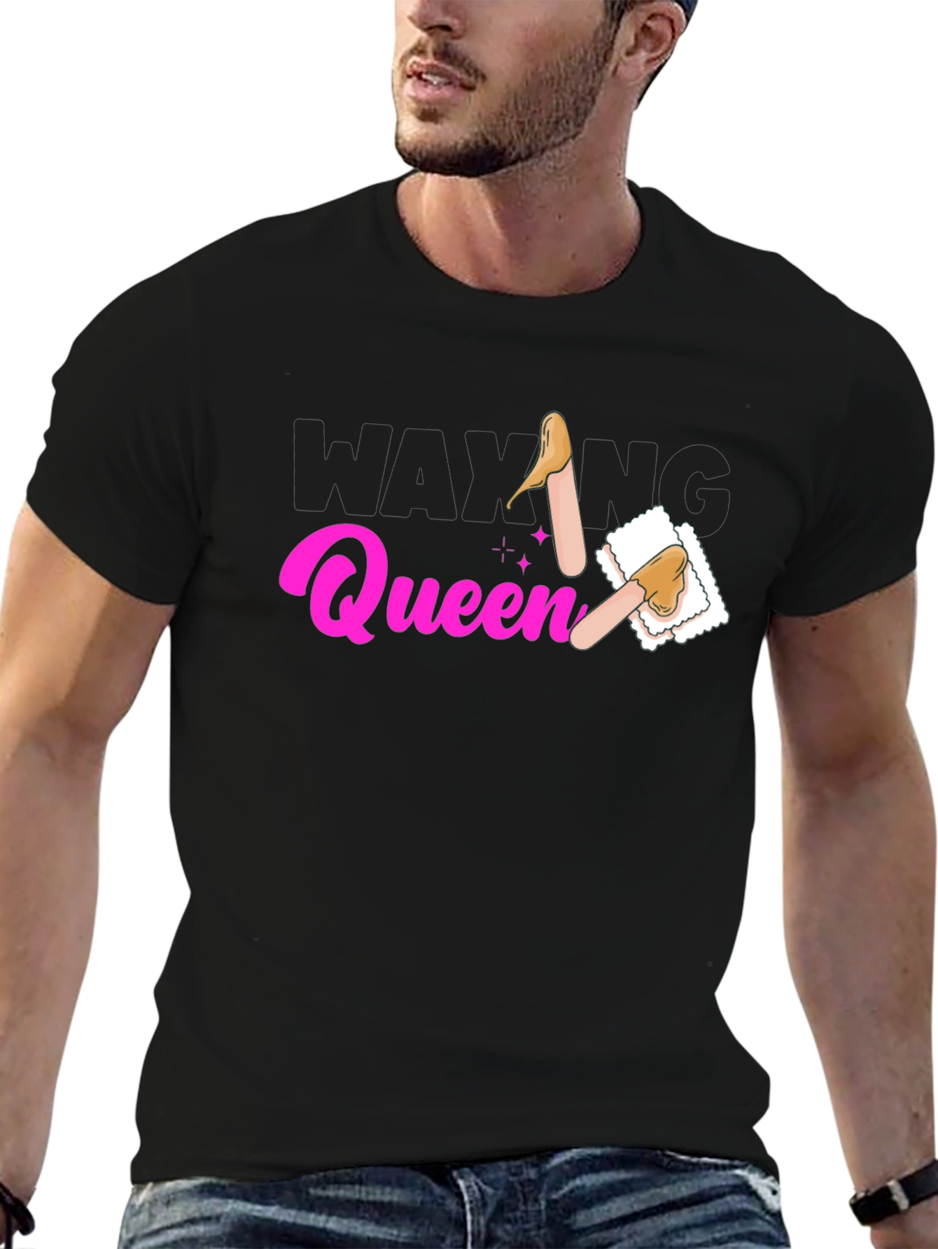 Black Waxing Queen T-Shirt - Beauty Spa Apparel view 6