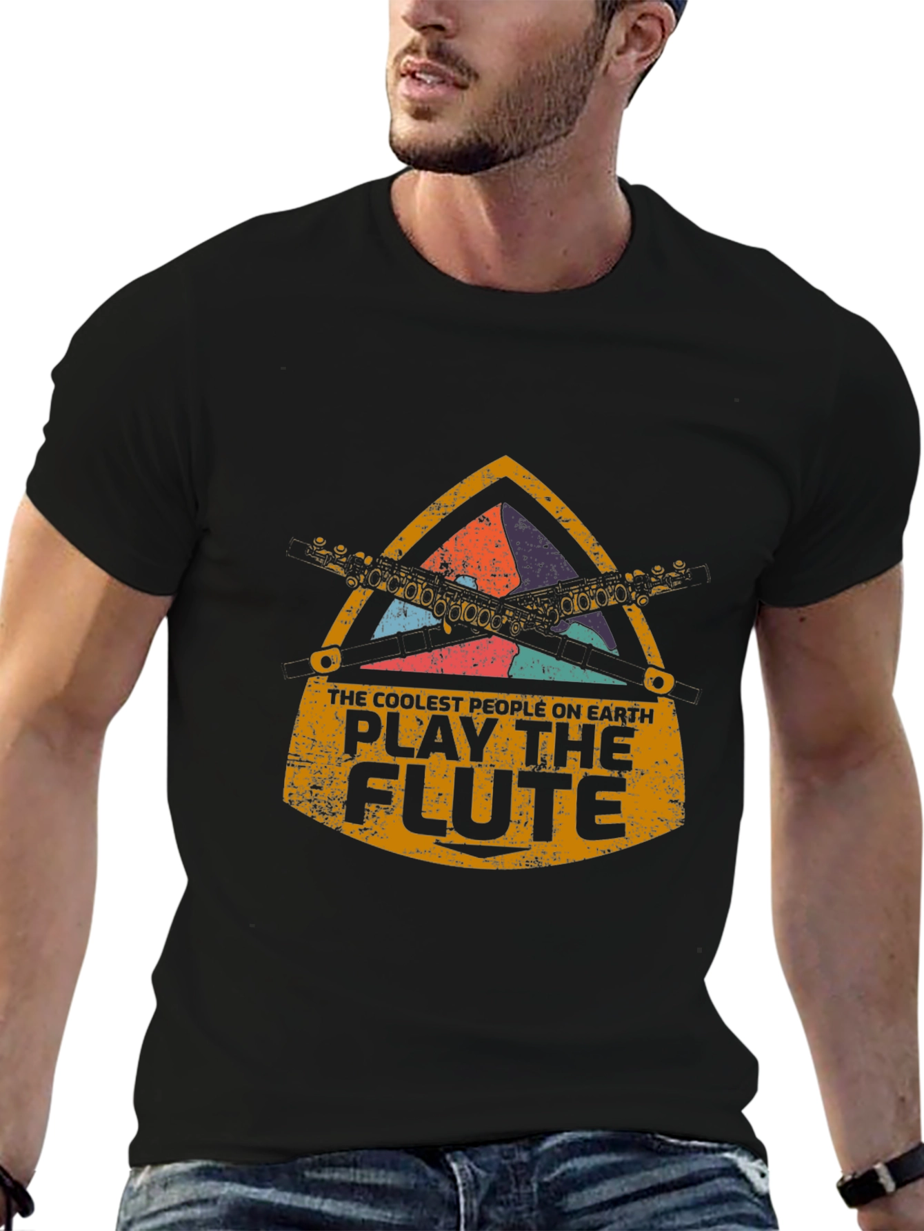 Black Coolest People Play the Flute T-Shirt view 6
