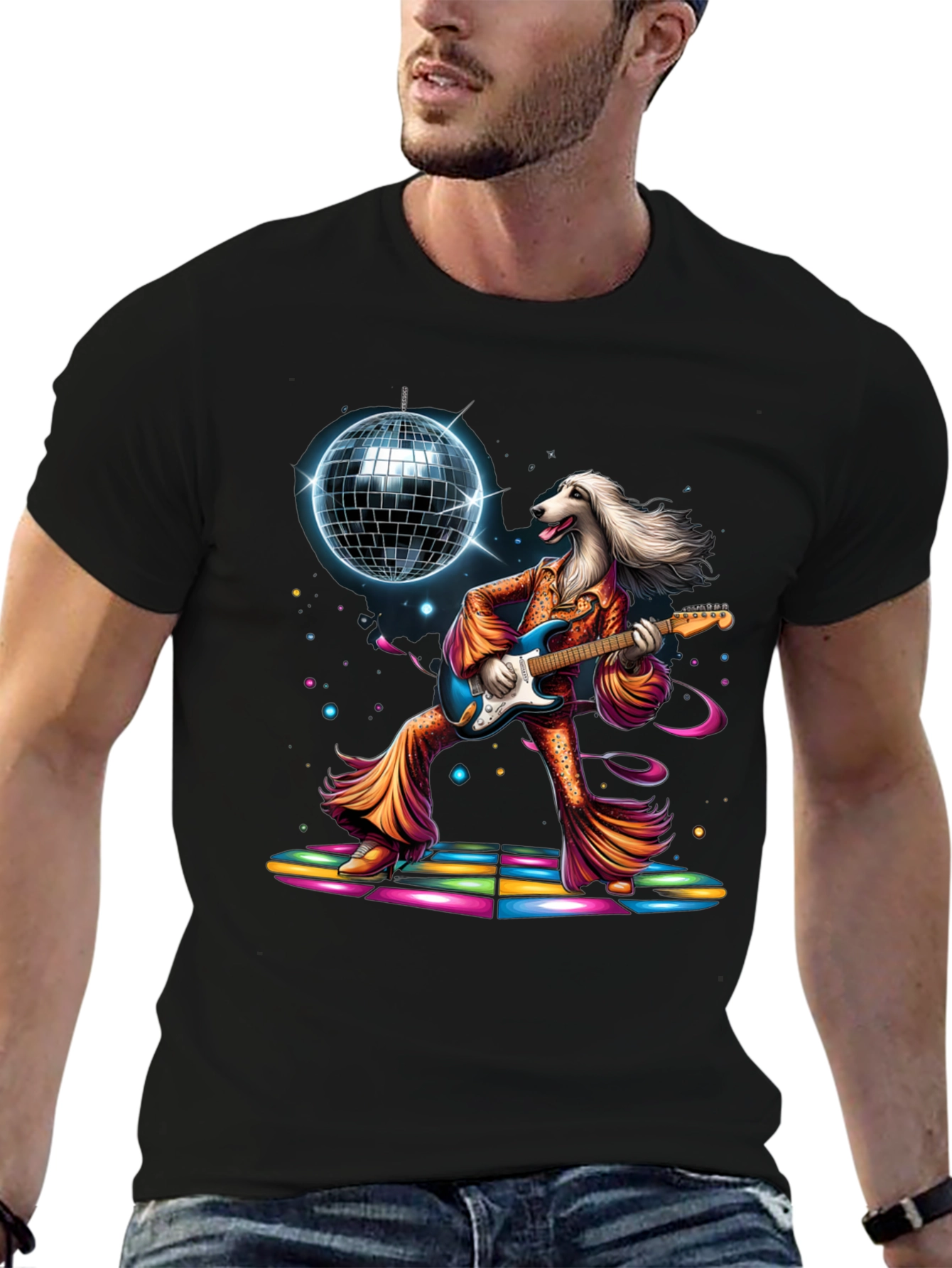 Black Groovy Dog Disco T-Shirt view 6
