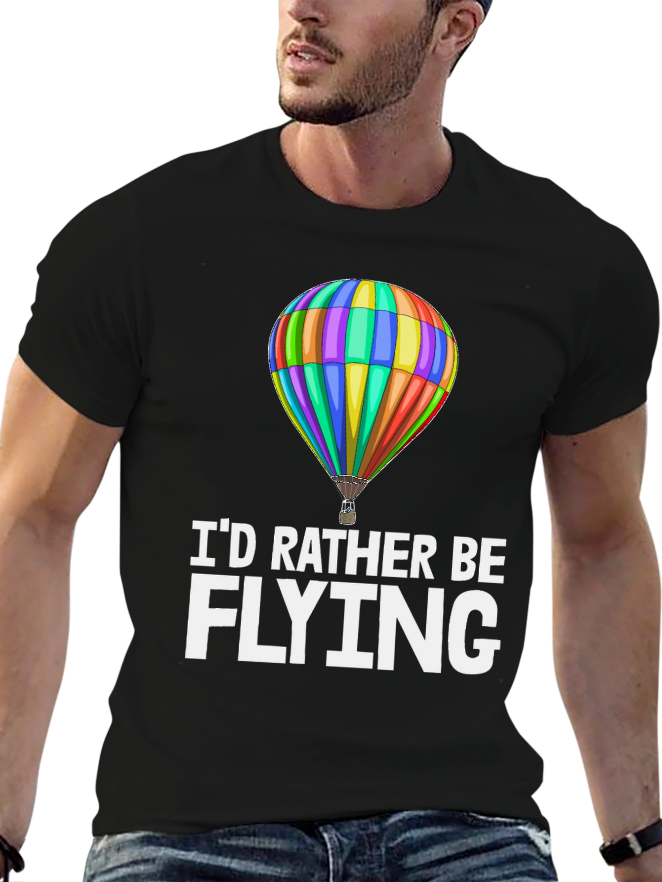 Black I'd Rather Be Flying T-Shirt view 6