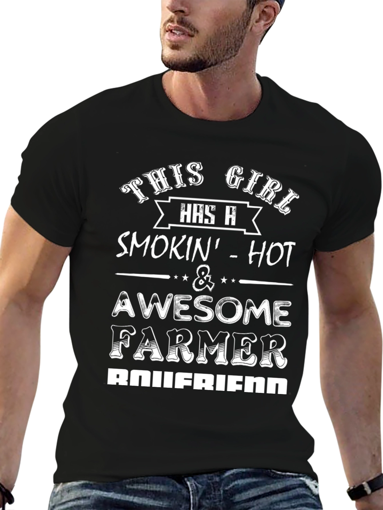Black This Girl Has a Smokin' Hot Farmer Boyfriend T-Shirt view 6