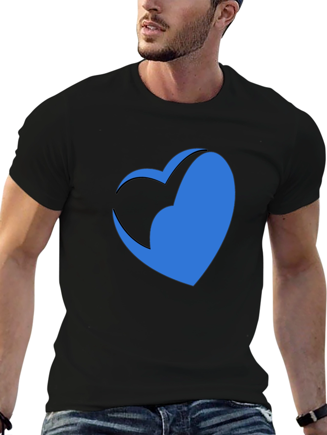 Black Modern Heart Graphic Tee - Stylish Casual Comfort view 6
