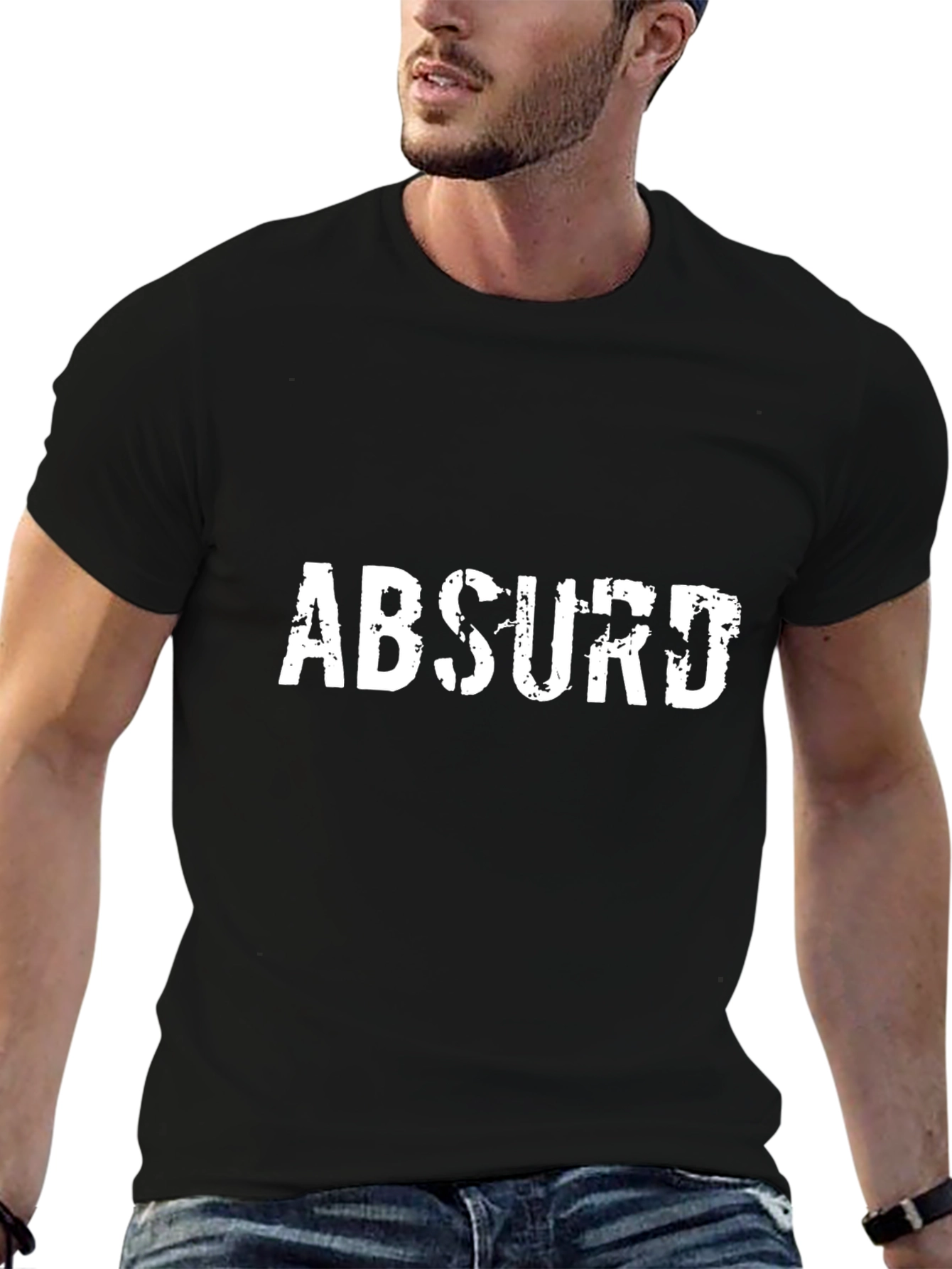 Black Absurd Graphic Tee - Distressed Print view 6