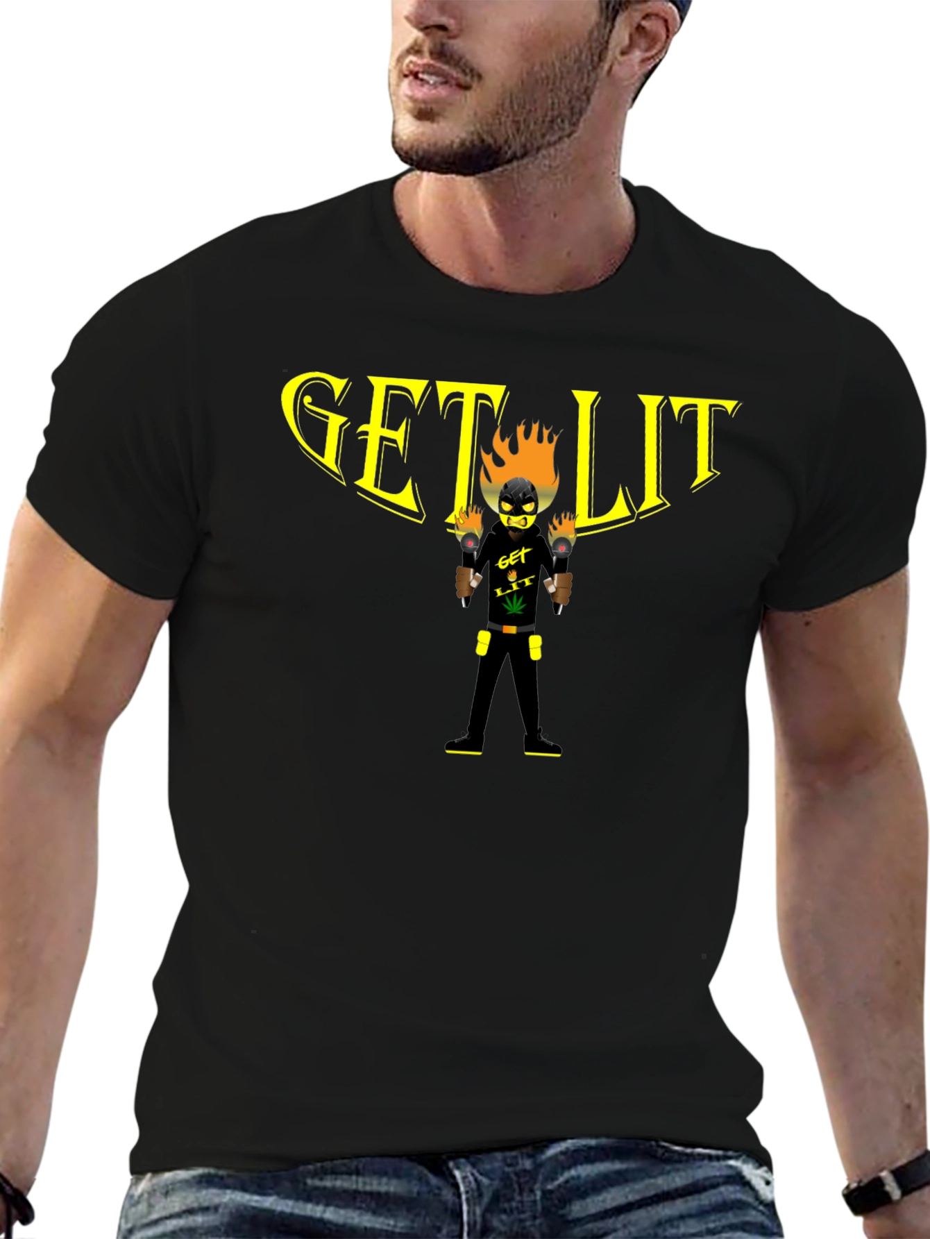 Black Get Lit Graphic T-Shirt - Black view 6