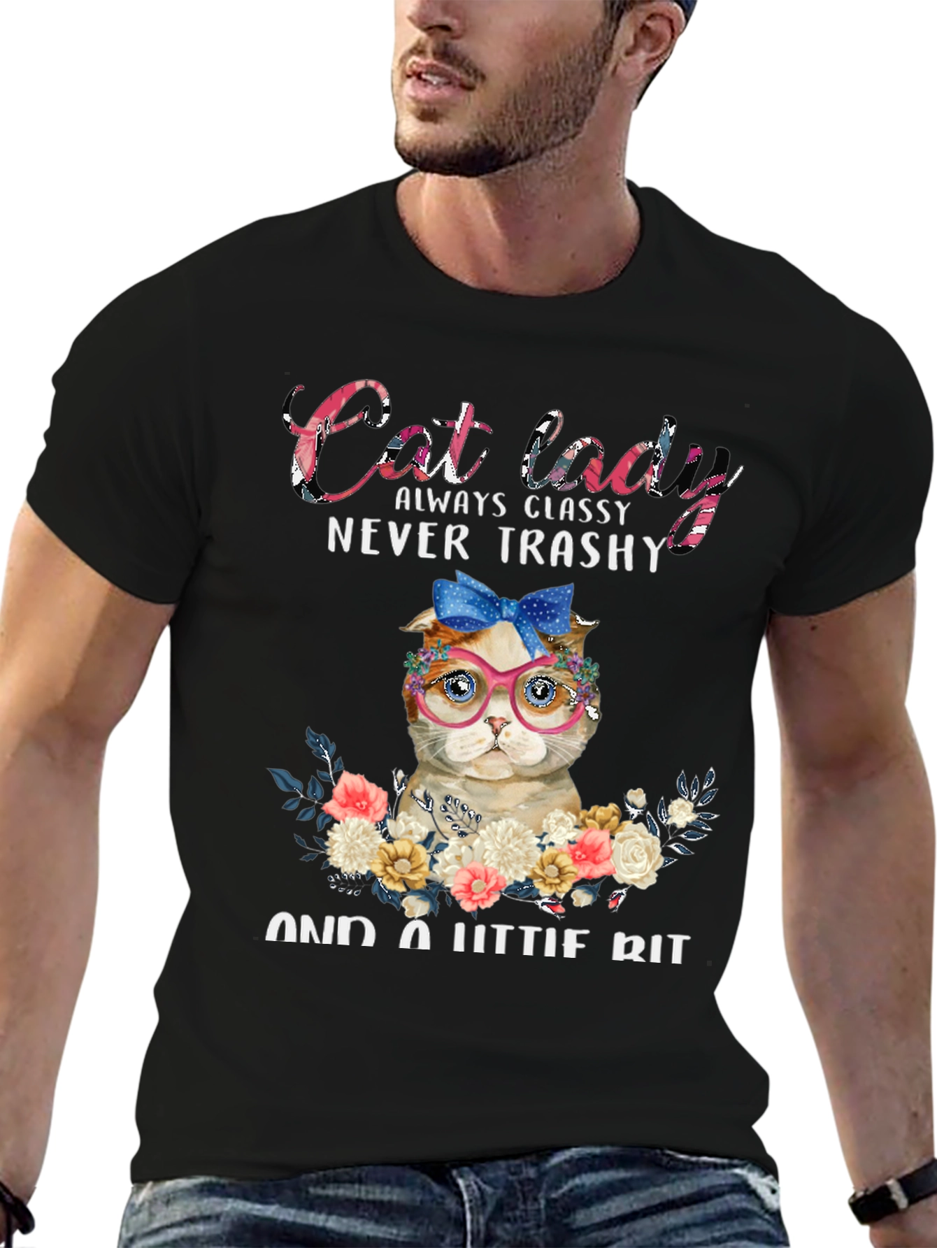 Black Cat Lady Classy Graphic T-Shirt view 6