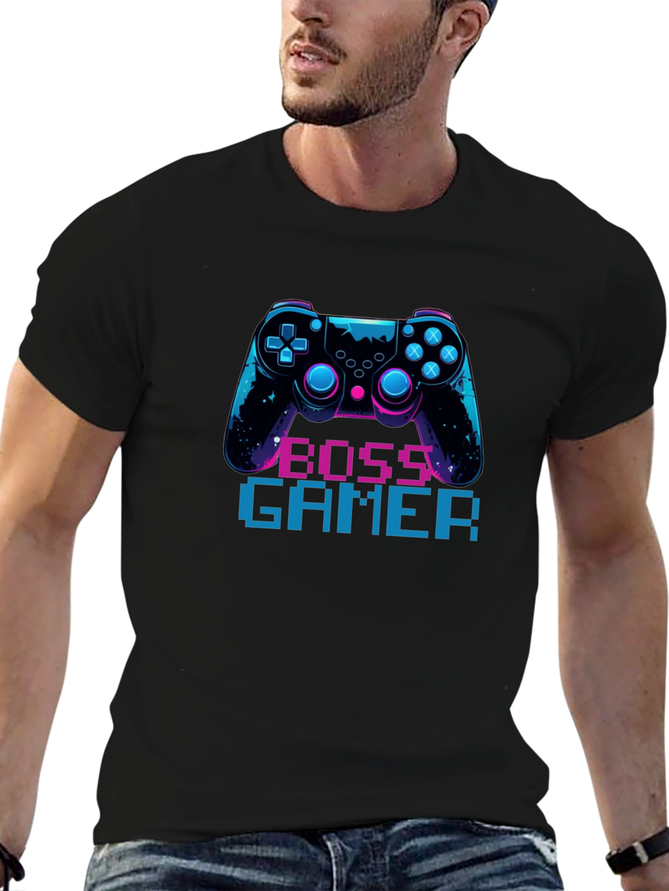 Black Boss Gamer Black T-Shirt - Console Design view 6