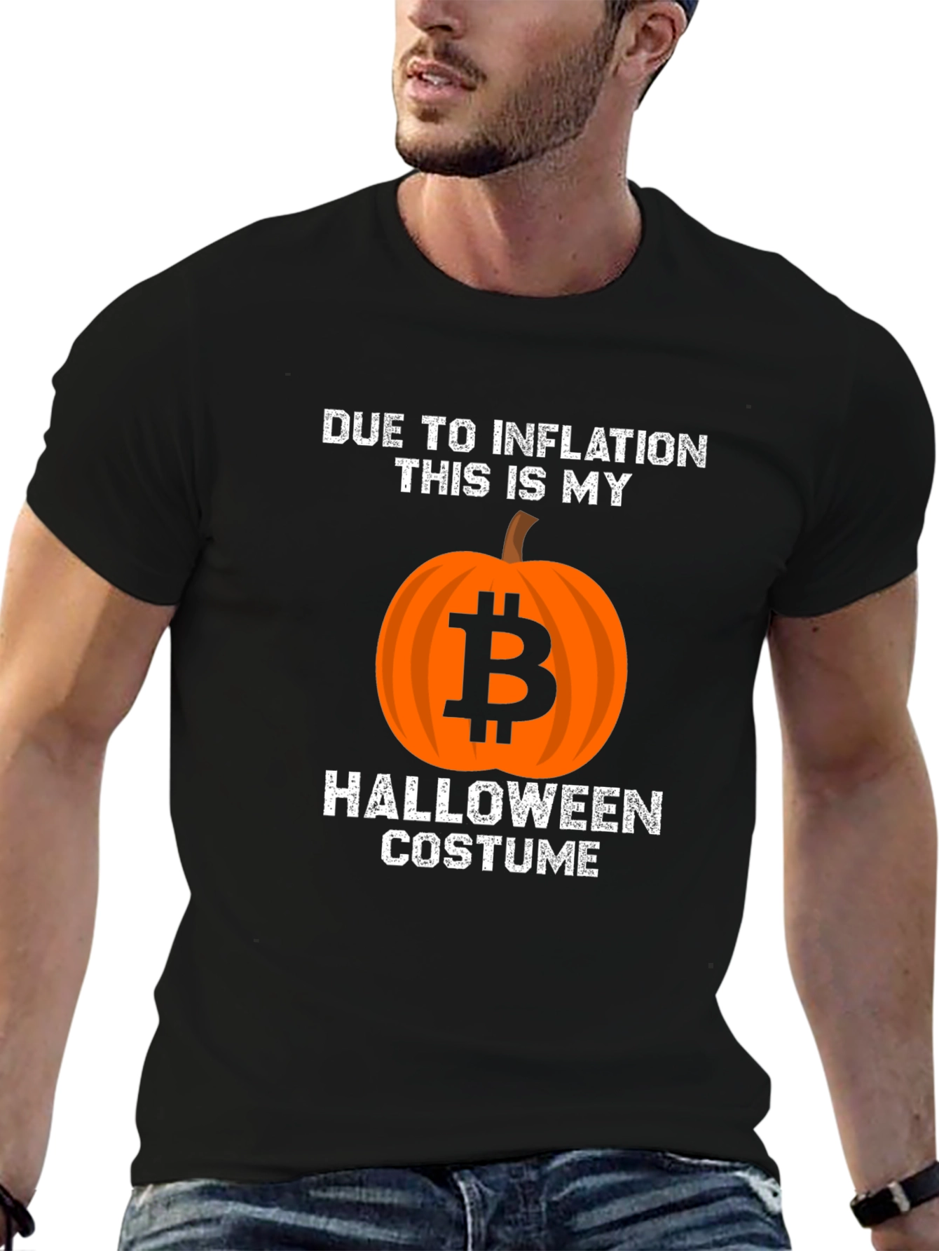 Black Bitcoin Halloween Inflation Costume T-Shirt view 6