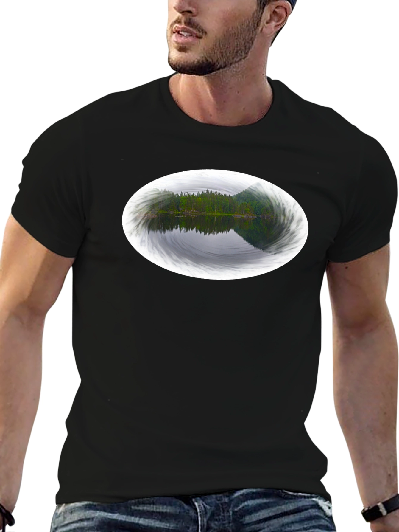 Black Nature Reflection Black Tee view 6
