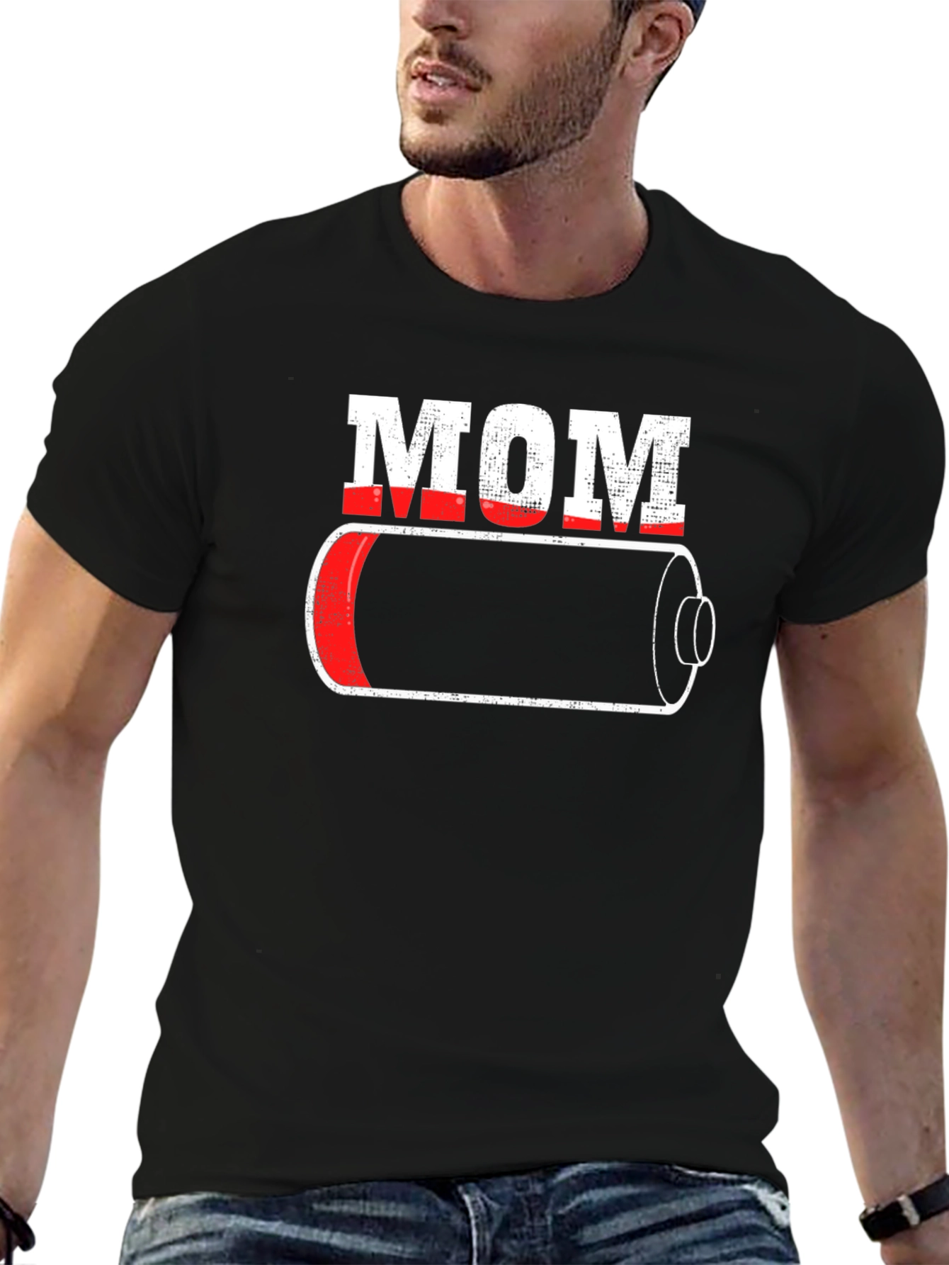Black Mom Low Battery Graphic T-Shirt view 6