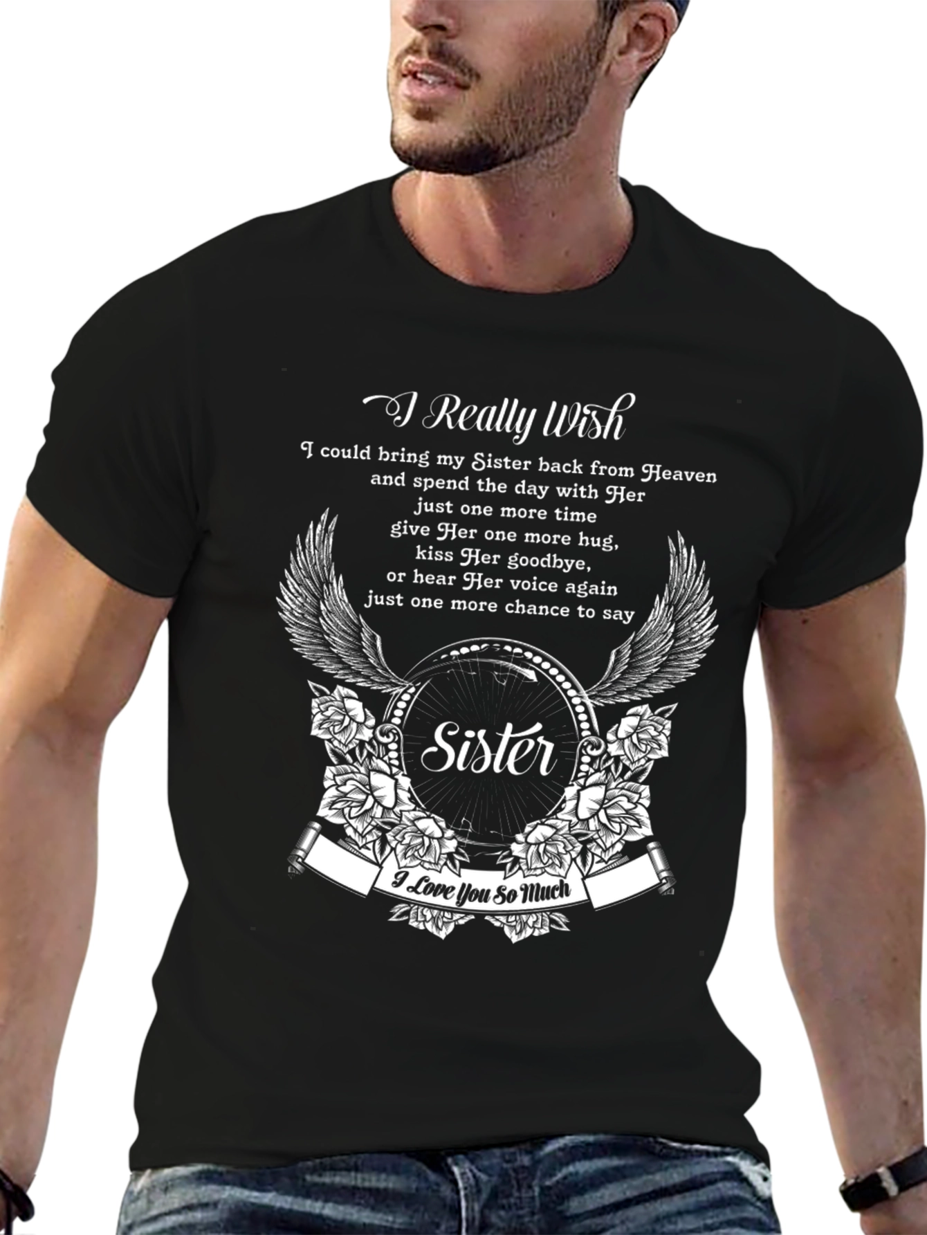 Black Sister Memorial T-Shirt - I Really Wish Design view 6