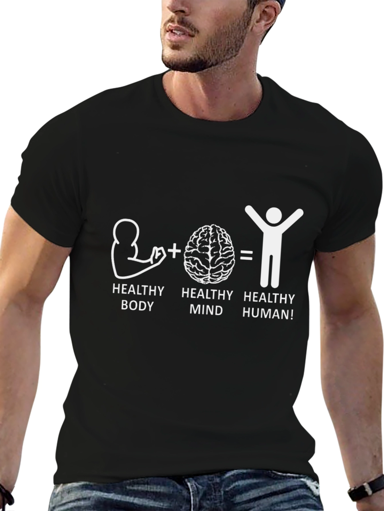Black Healthy Body Mind Human Graphic Tee view 6
