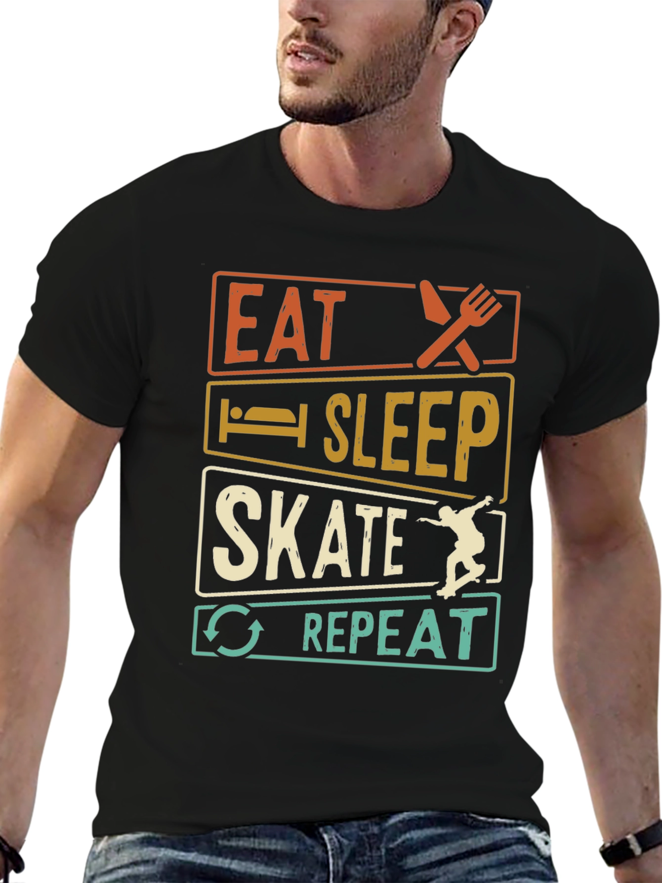 Black Eat Sleep Skate Repeat T-Shirt view 6