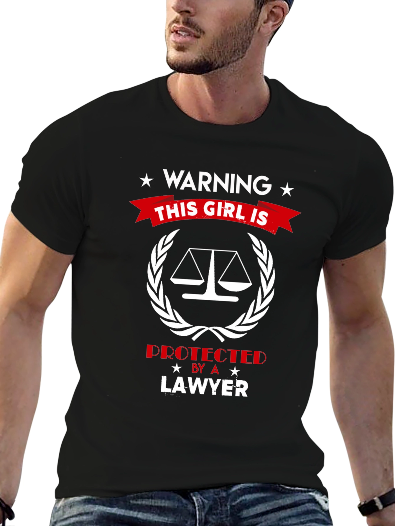 Black Warning: This Girl is Protected by a Lawyer T-Shirt view 6