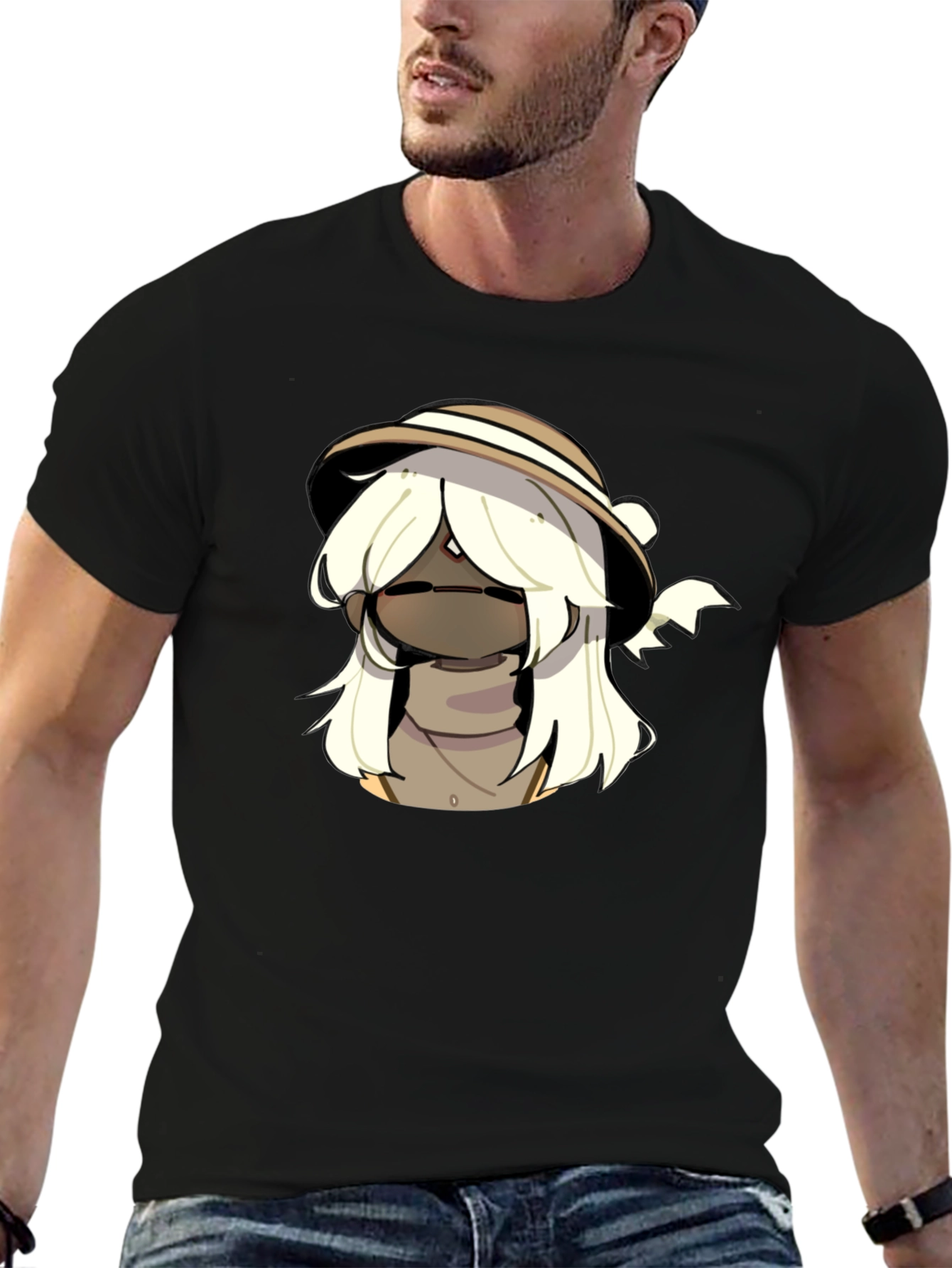 Black Cool Cartoon Character Black T-Shirt view 6