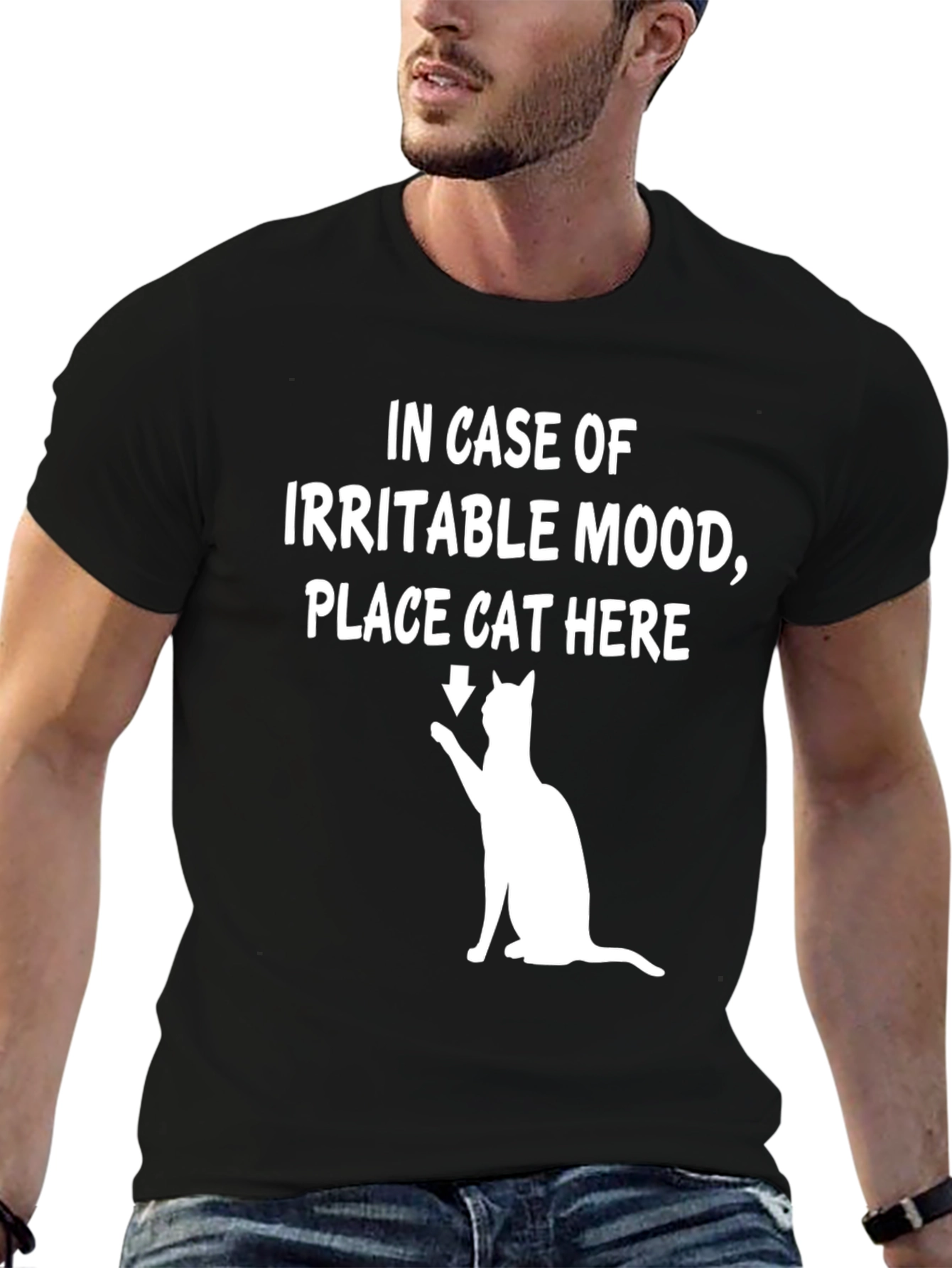 Black Irritable Mood Cat T-Shirt view 6