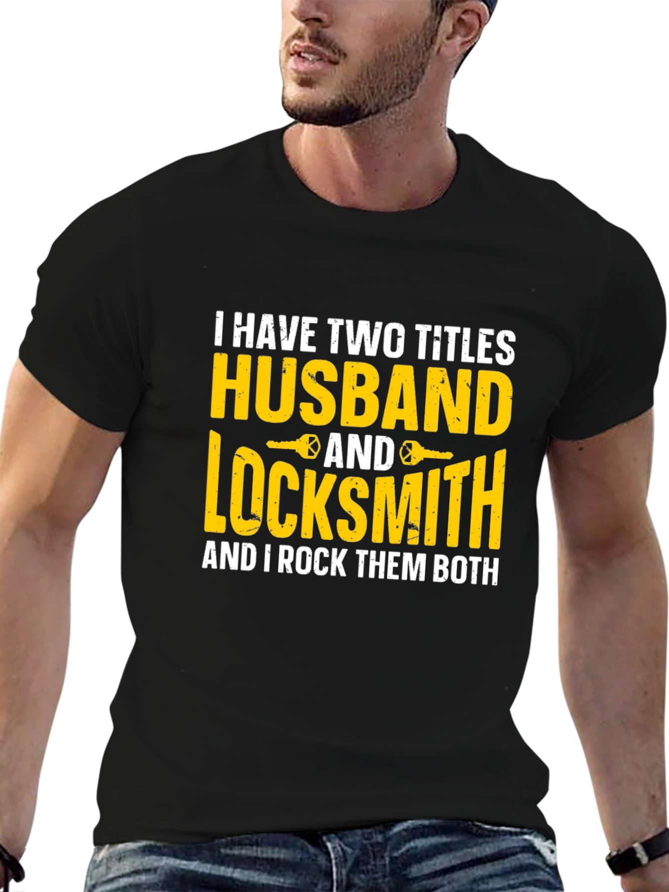 Black Husband & Locksmith Graphic T-Shirt view 6