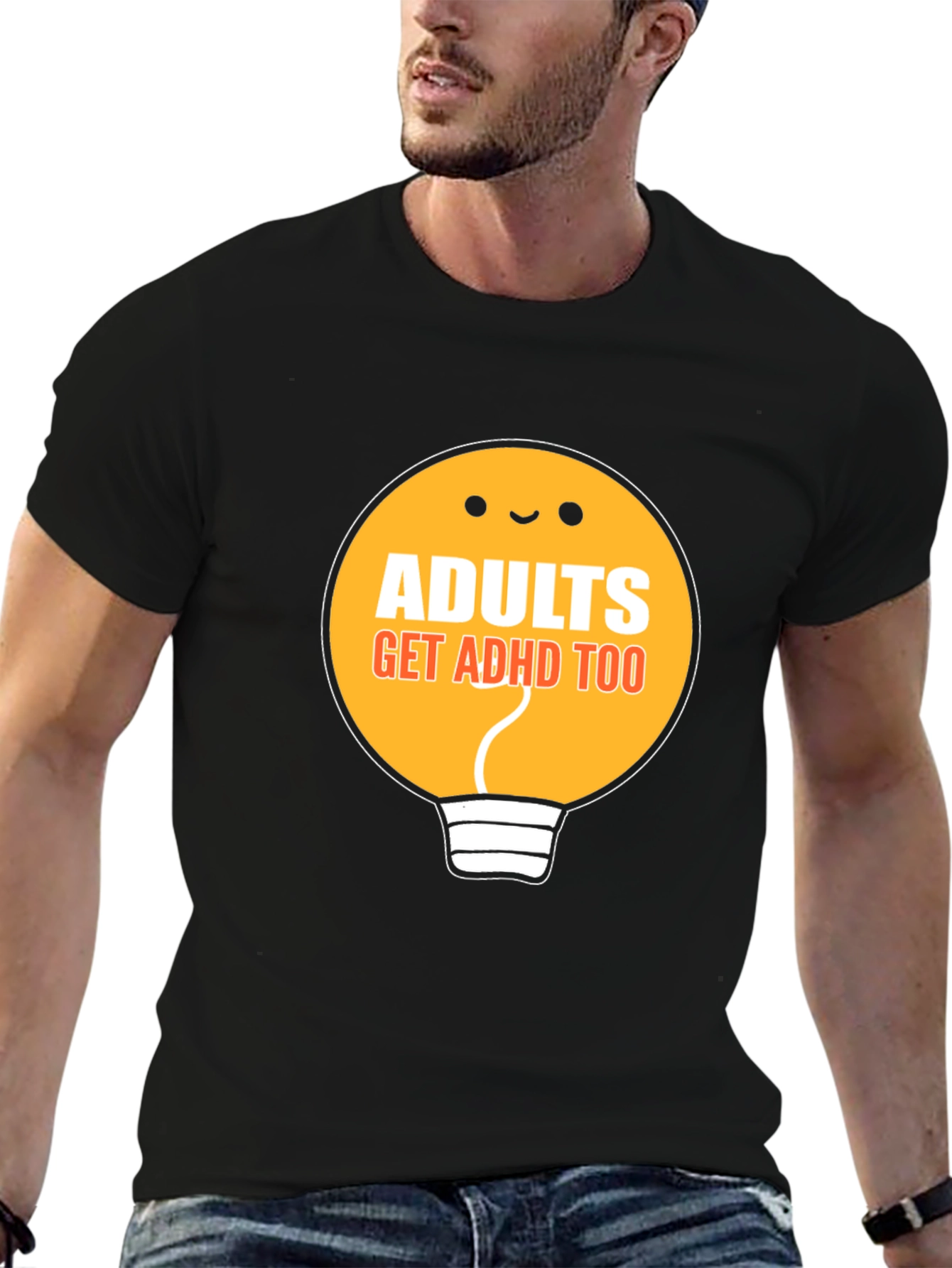 Black Adults Get ADHD Too Black T-Shirt view 6
