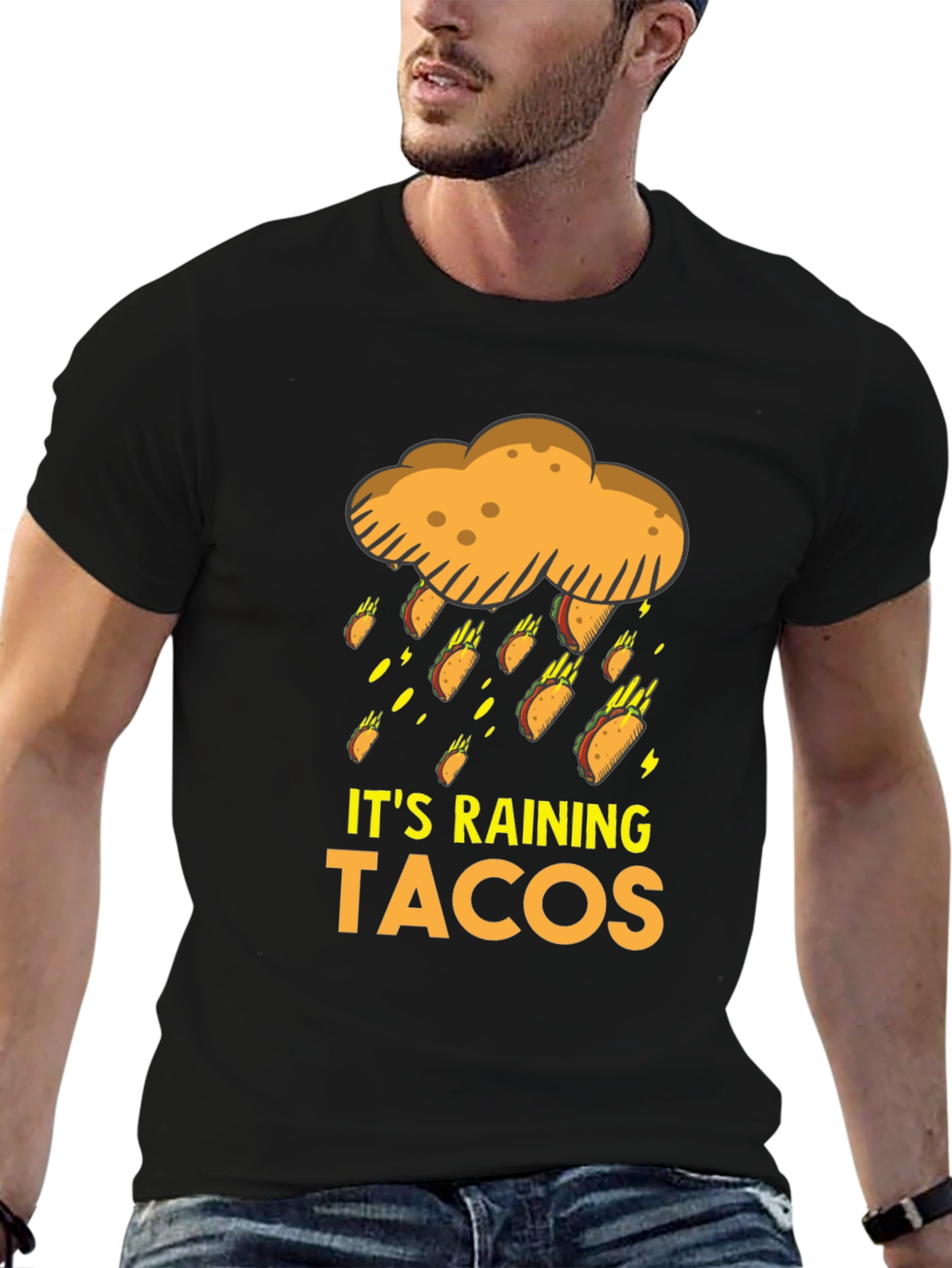 Black It's Raining Tacos Graphic T-Shirt view 6