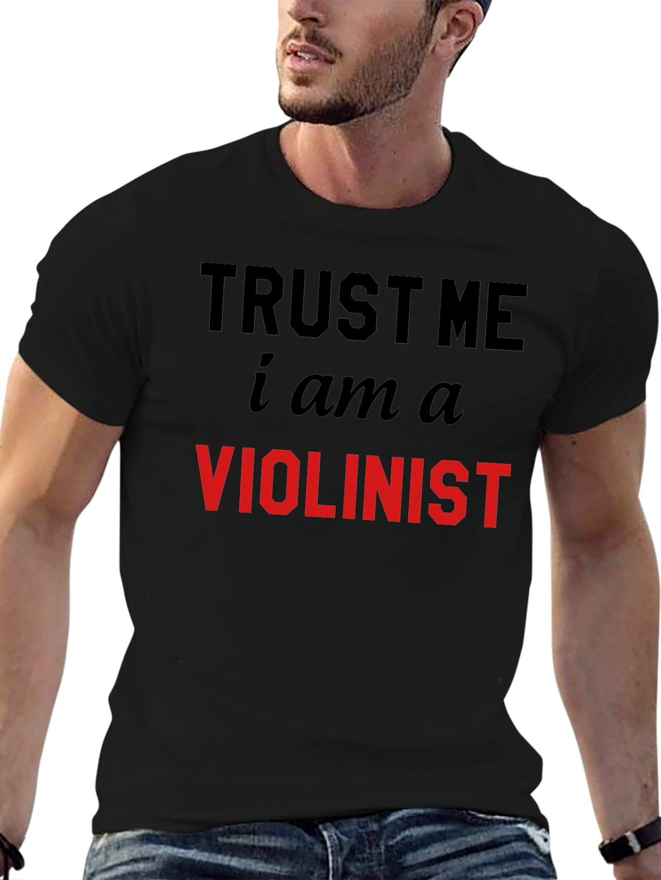 Black Trust Me I'm A Violinist T-Shirt view 6