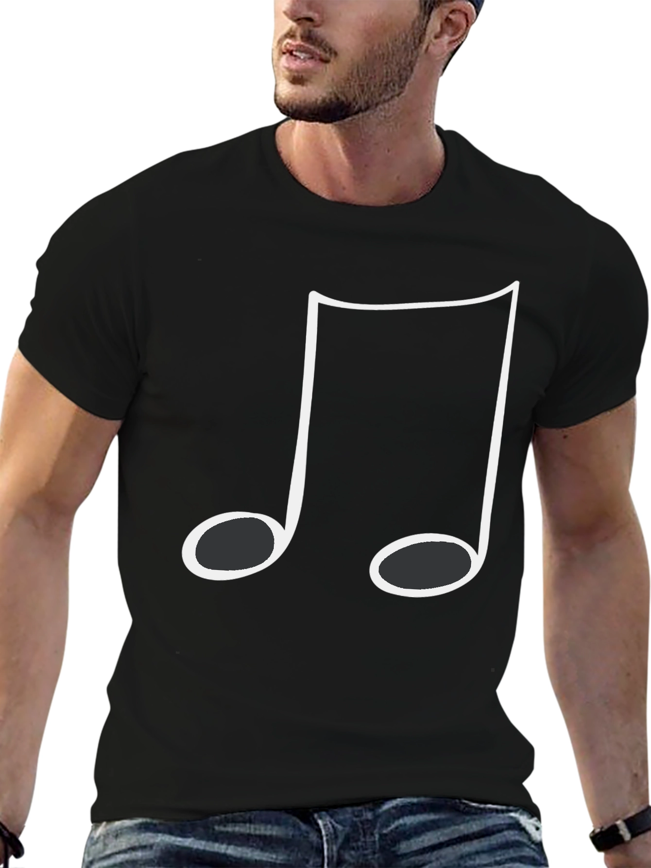 Black Music Note Graphic T-Shirt - Casual Style view 6