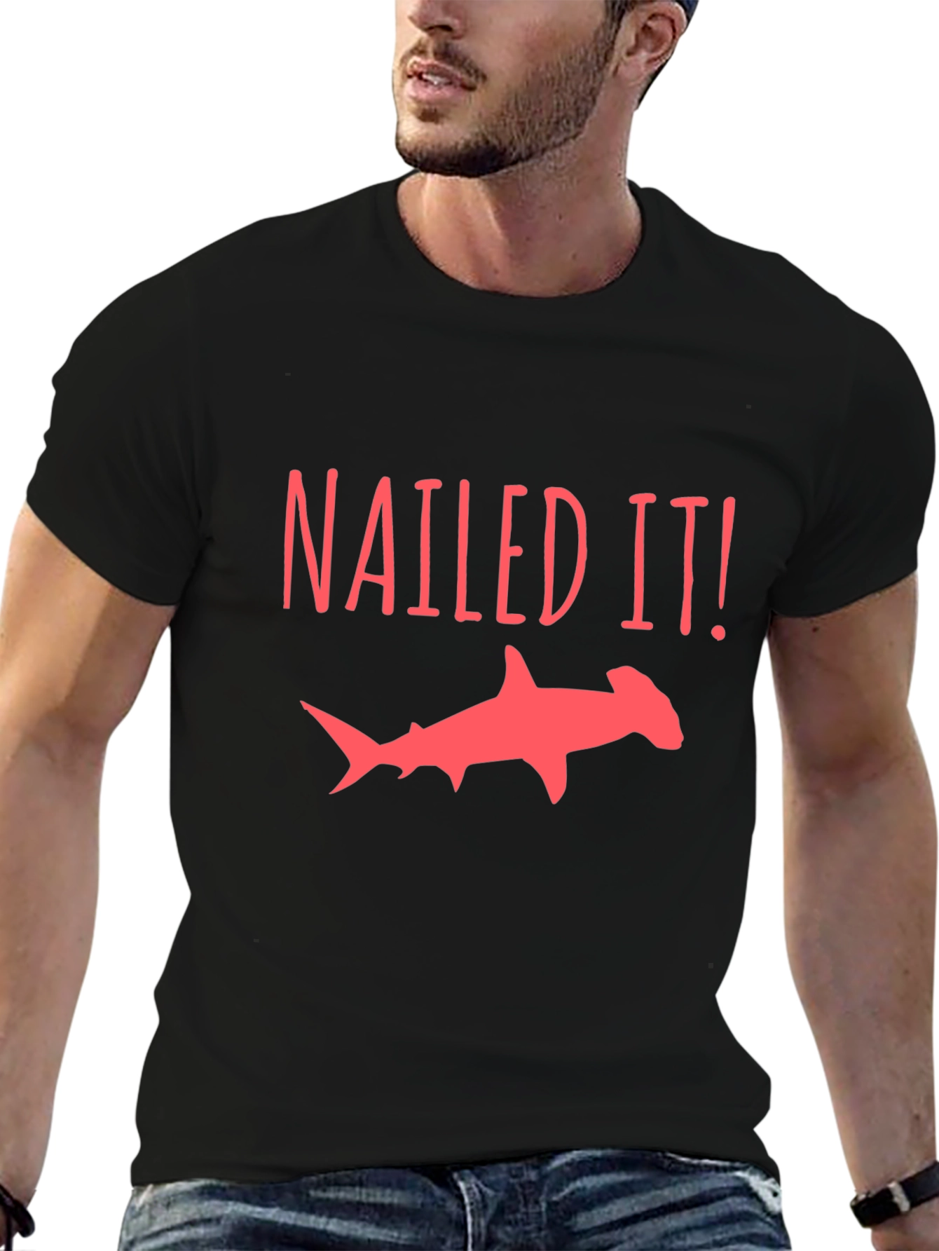 Black Nailed It Hammerhead Shark T-Shirt view 6
