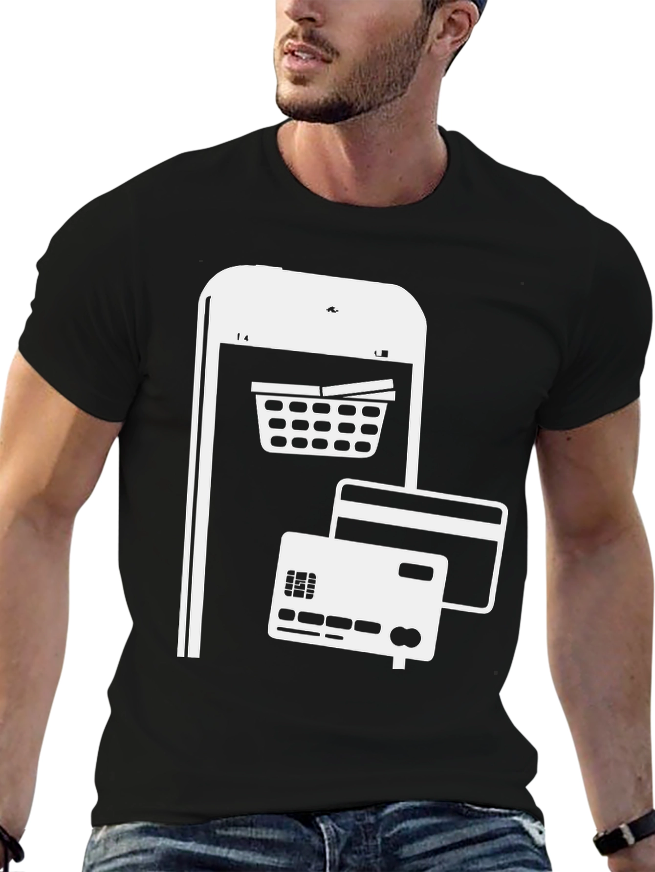 Black Online Shopping T-Shirt view 6
