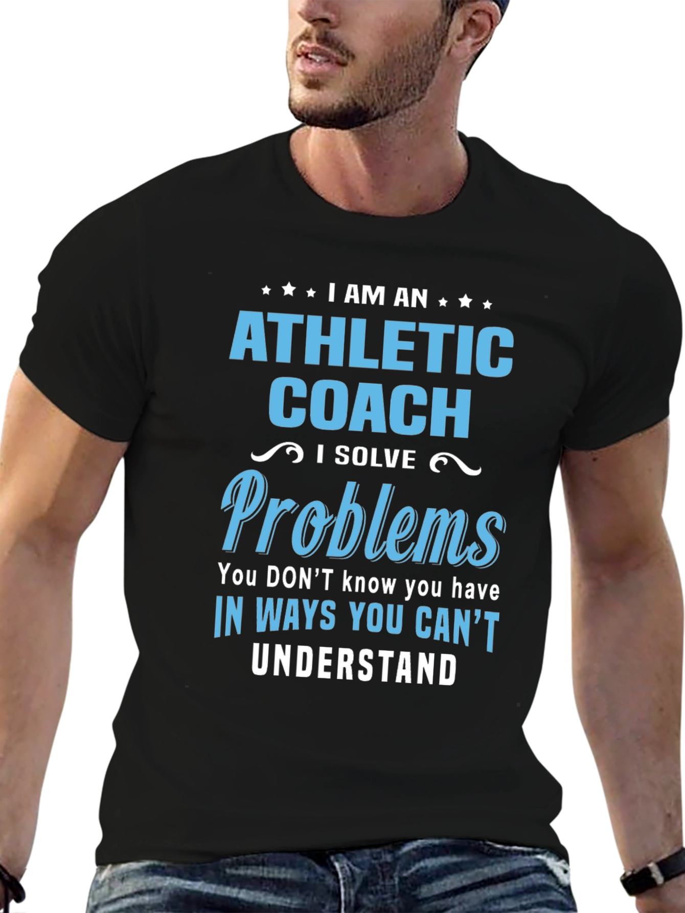 Black Athletic Coach Solve Problems T-Shirt view 6