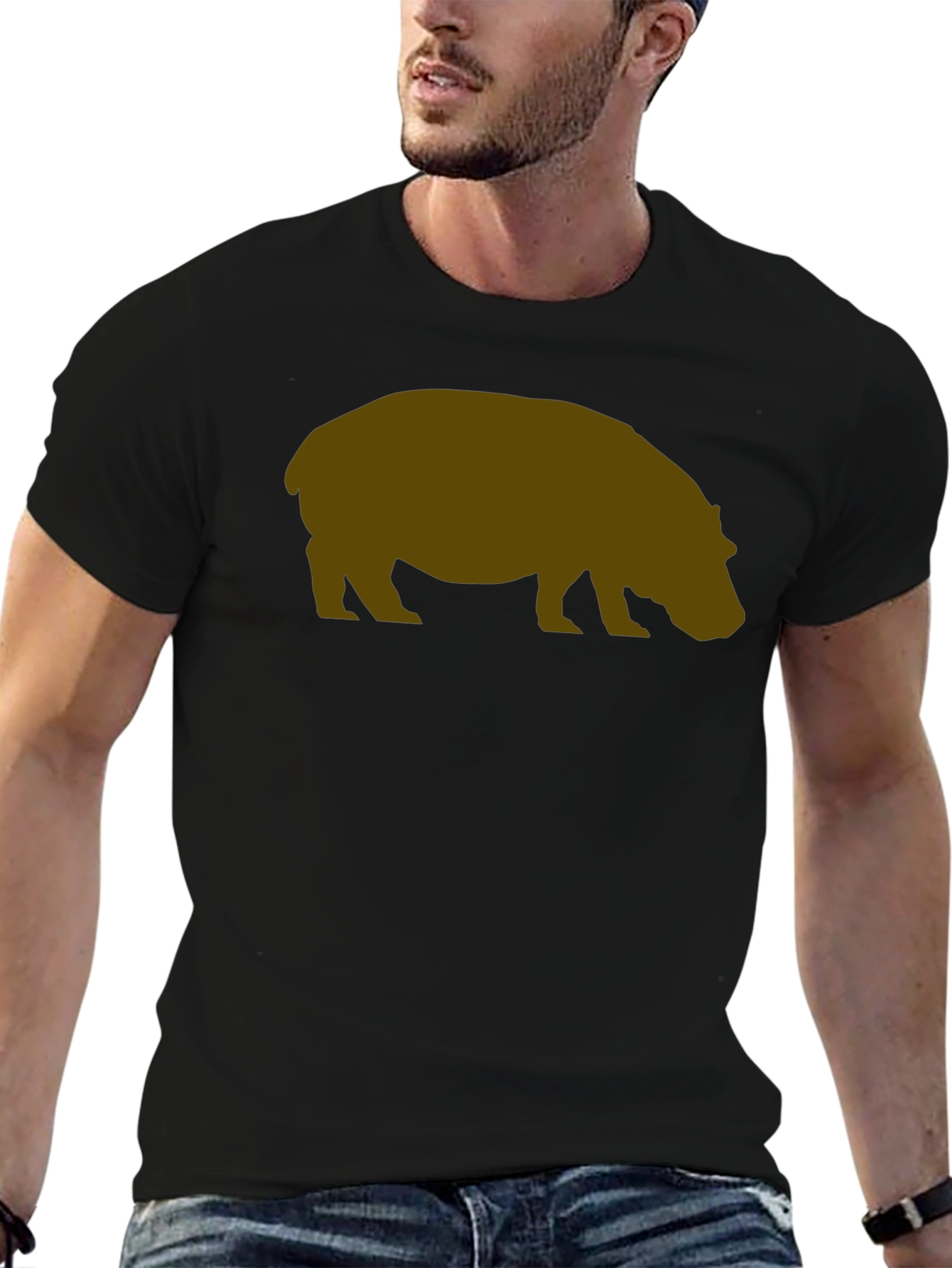 Black Hippo Silhouette Graphic T-Shirt - Casual Style view 6