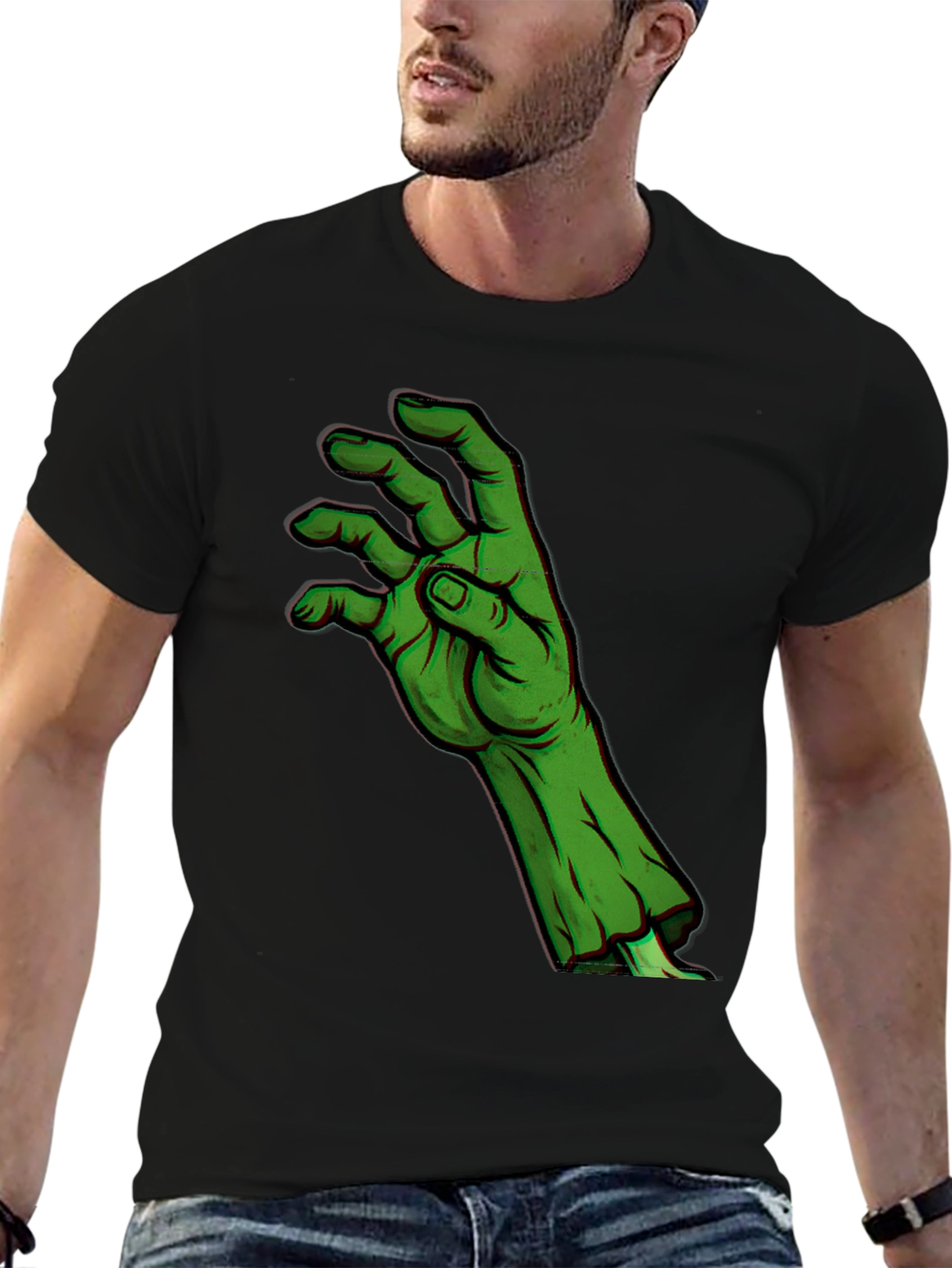 Black Zombie Hand Graphic T-Shirt - Horror Halloween Style view 6