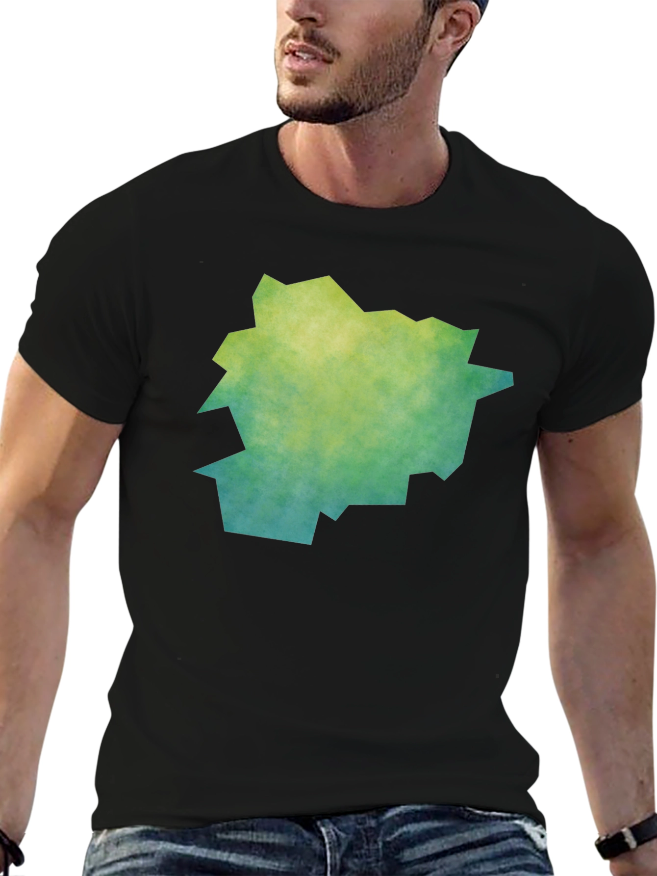 Black Abstract Graphic Tee - Trendy Men's Black T-Shirt view 6