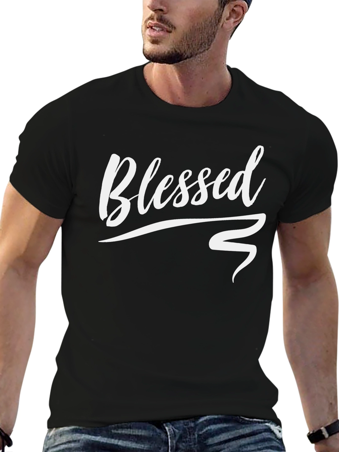 Black Blessed Graphic T-Shirt - Soft Cotton Blend view 6