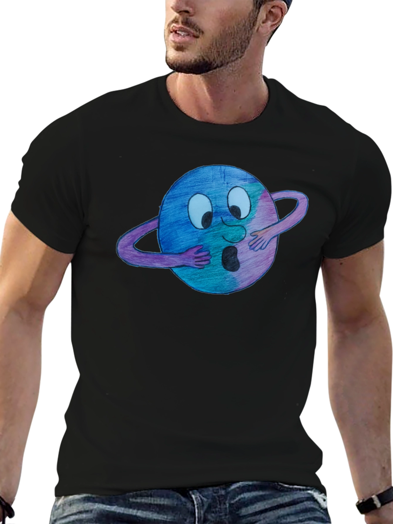Black Cartoon Planet T-Shirt view 6