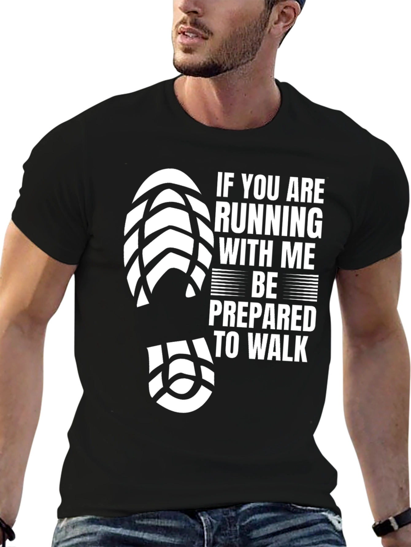 Black Running Humor T-Shirt - Be Prepared to Walk view 6