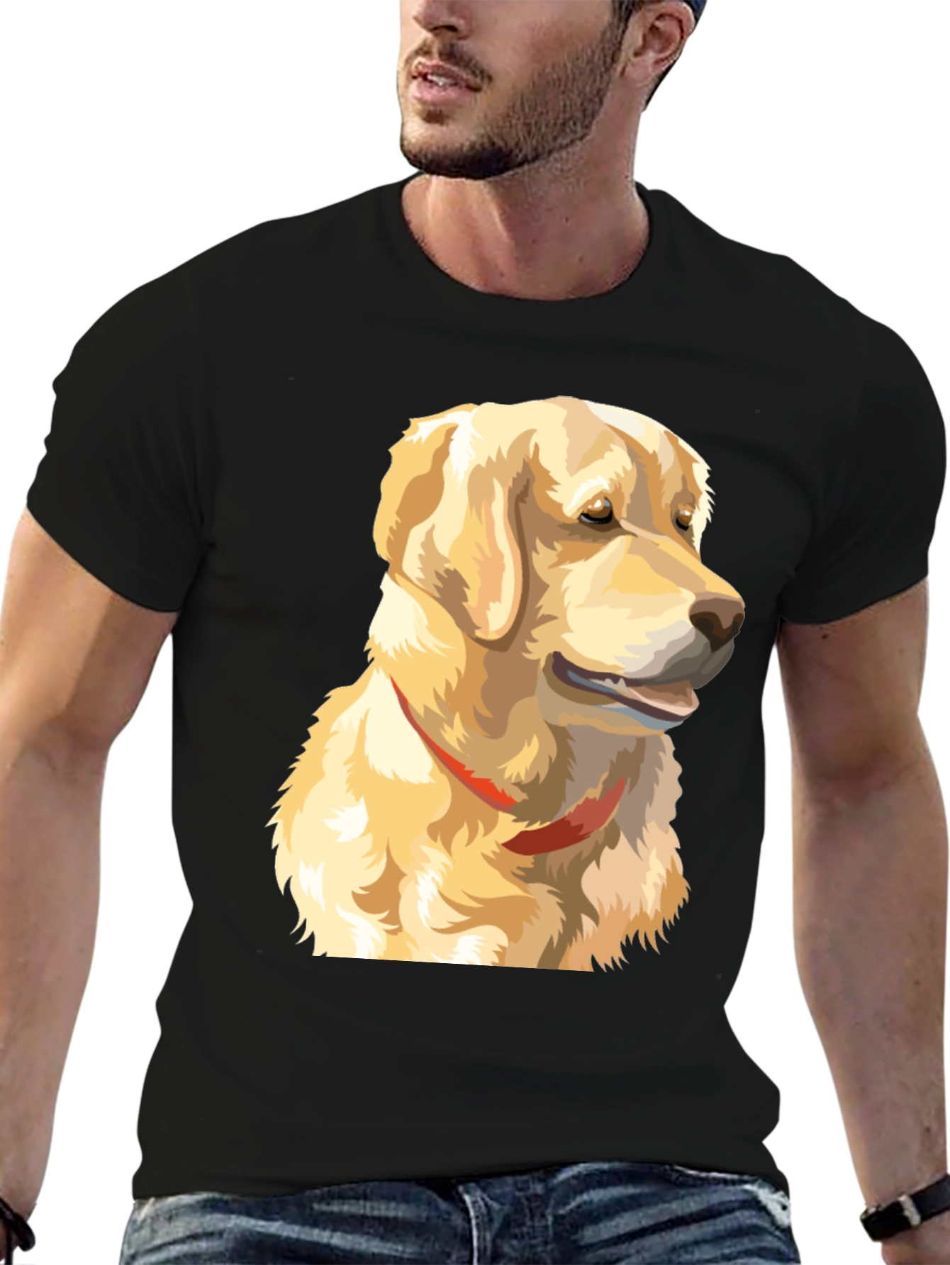 Black Golden Retriever Graphic T-Shirt view 6