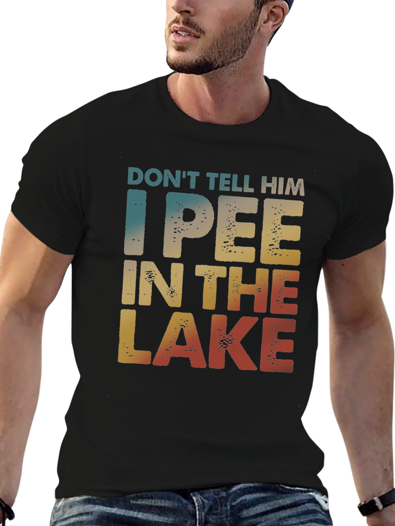 Black I Pee In The Lake Funny T-Shirt view 6
