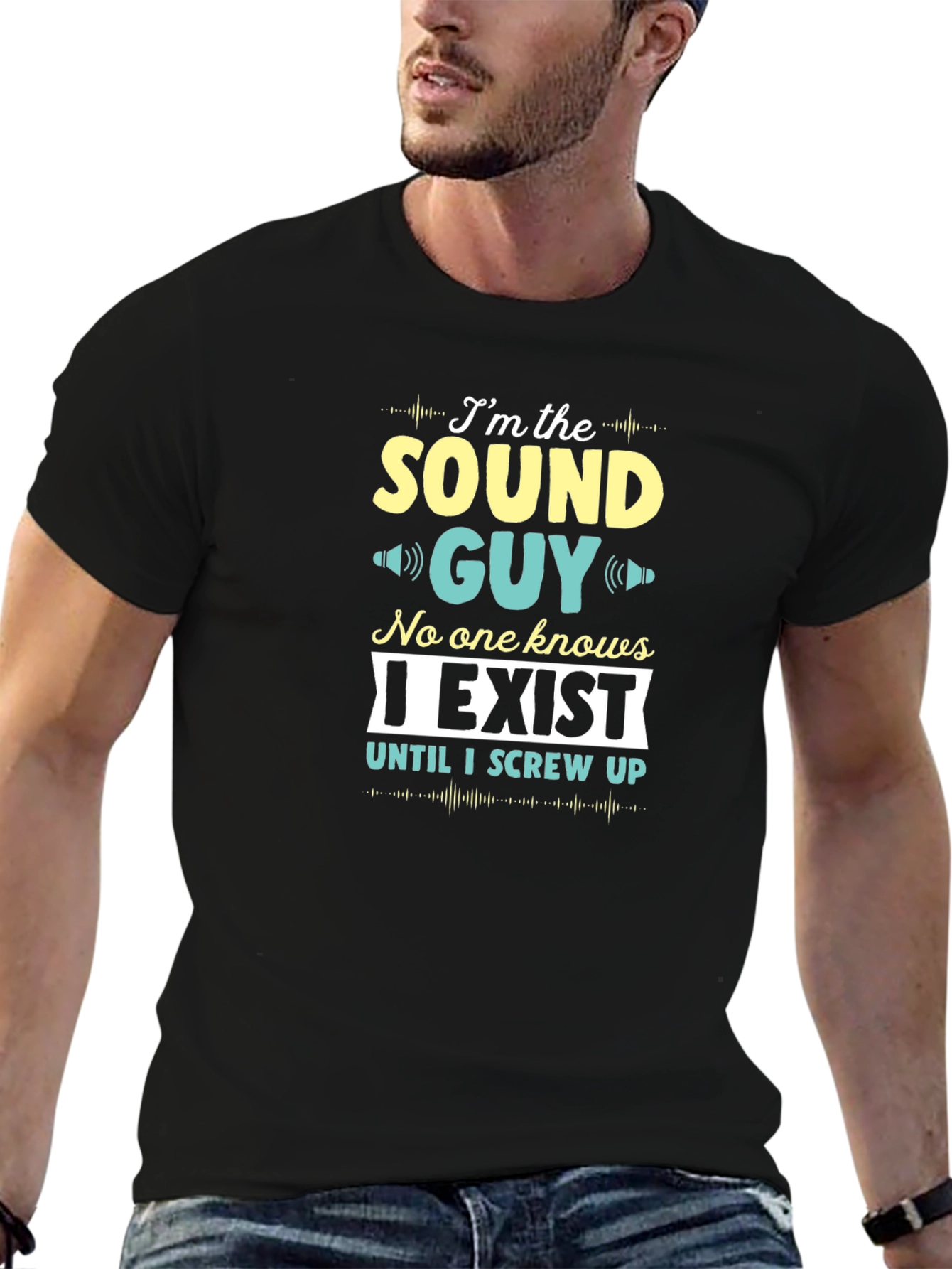 Black Sound Guy T-Shirt - Funny Audio Engineer Tee view 6
