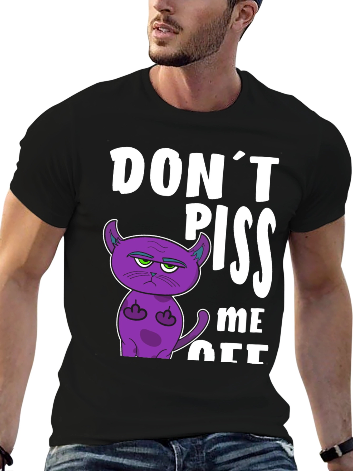 Black Don't Piss Me Off Funny Cat T-Shirt view 6