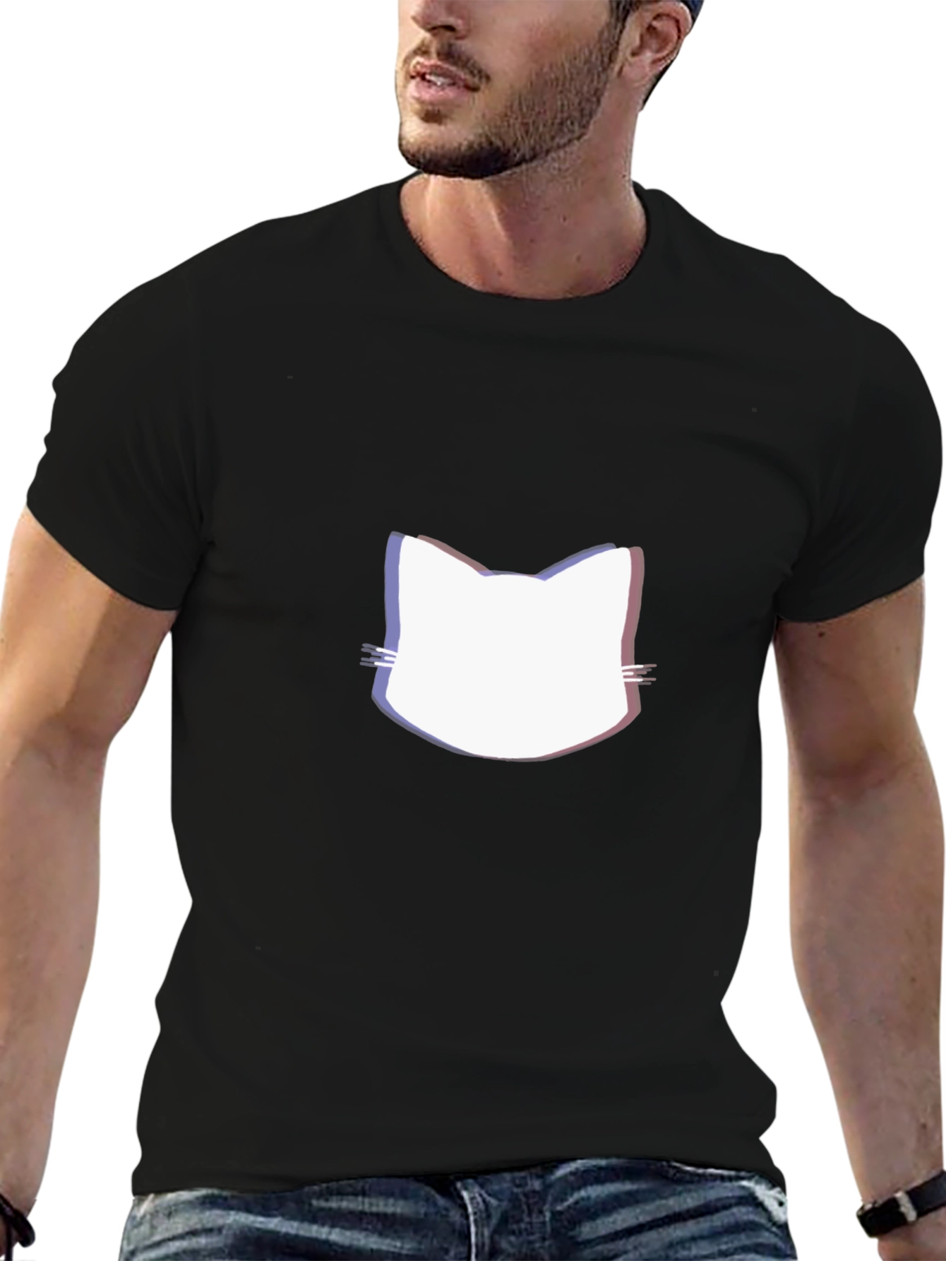 Black Cool Cat T-Shirt - Black Cotton Blend view 6