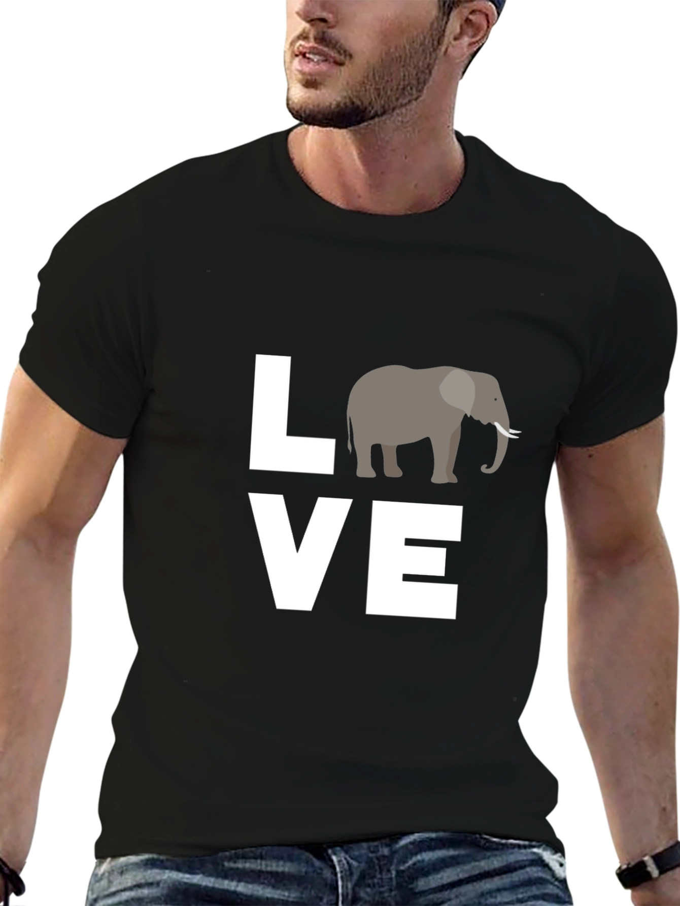Black Love Elephants Black Graphic Tee view 6