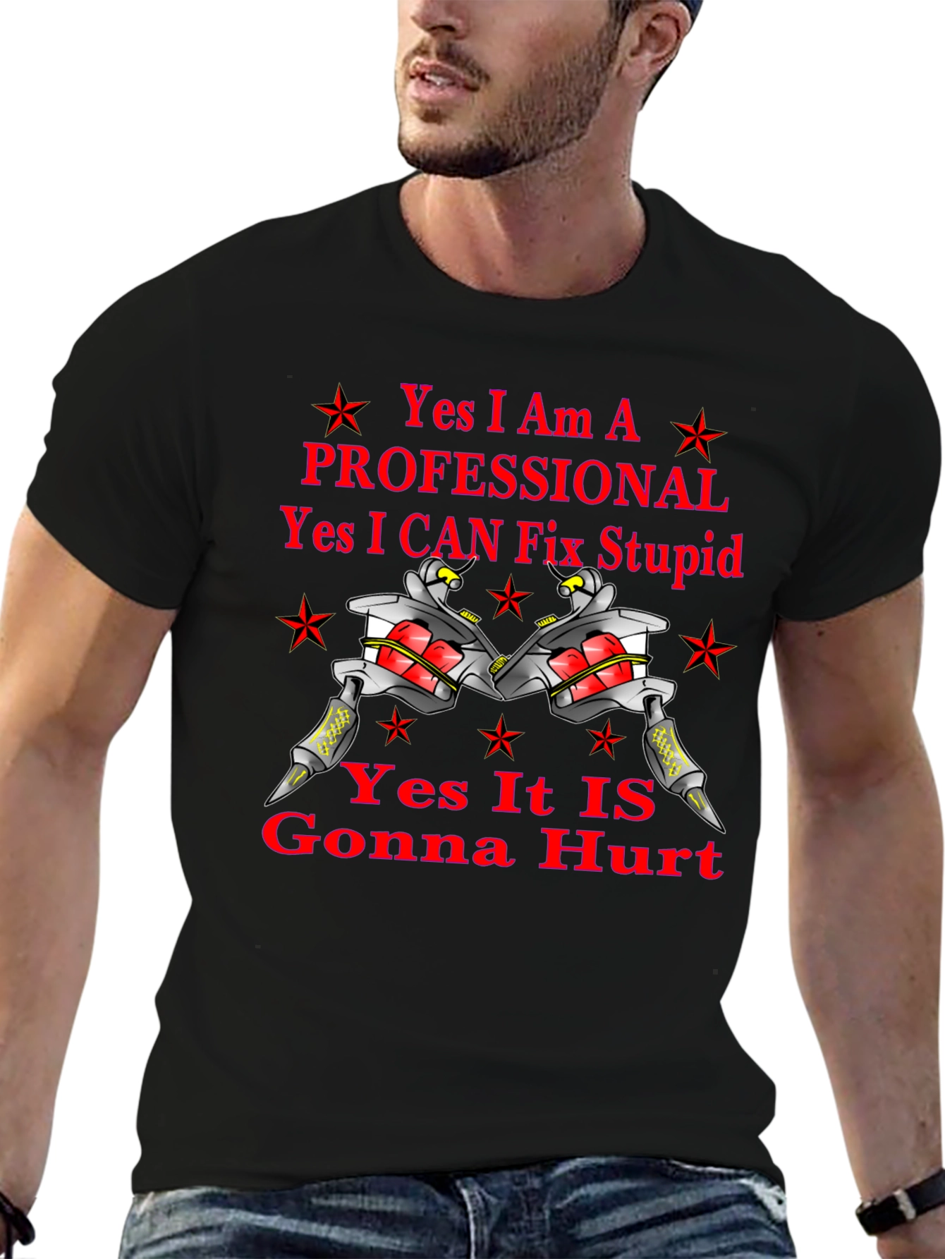 Black Tattoo Artist Humor Graphic T-Shirt view 6
