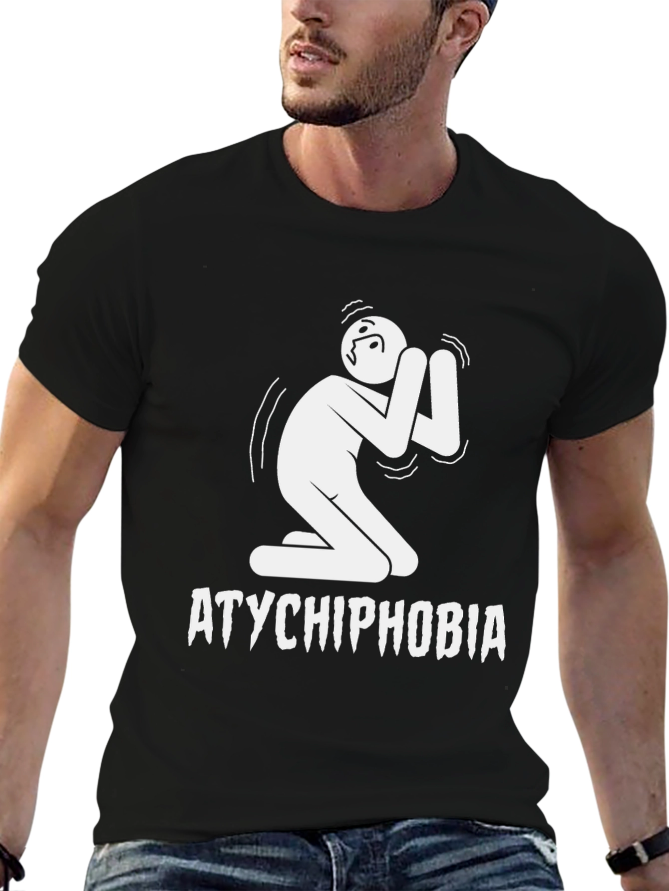 Black Atychiphobia T-Shirt: Fear of Failure Tee view 6