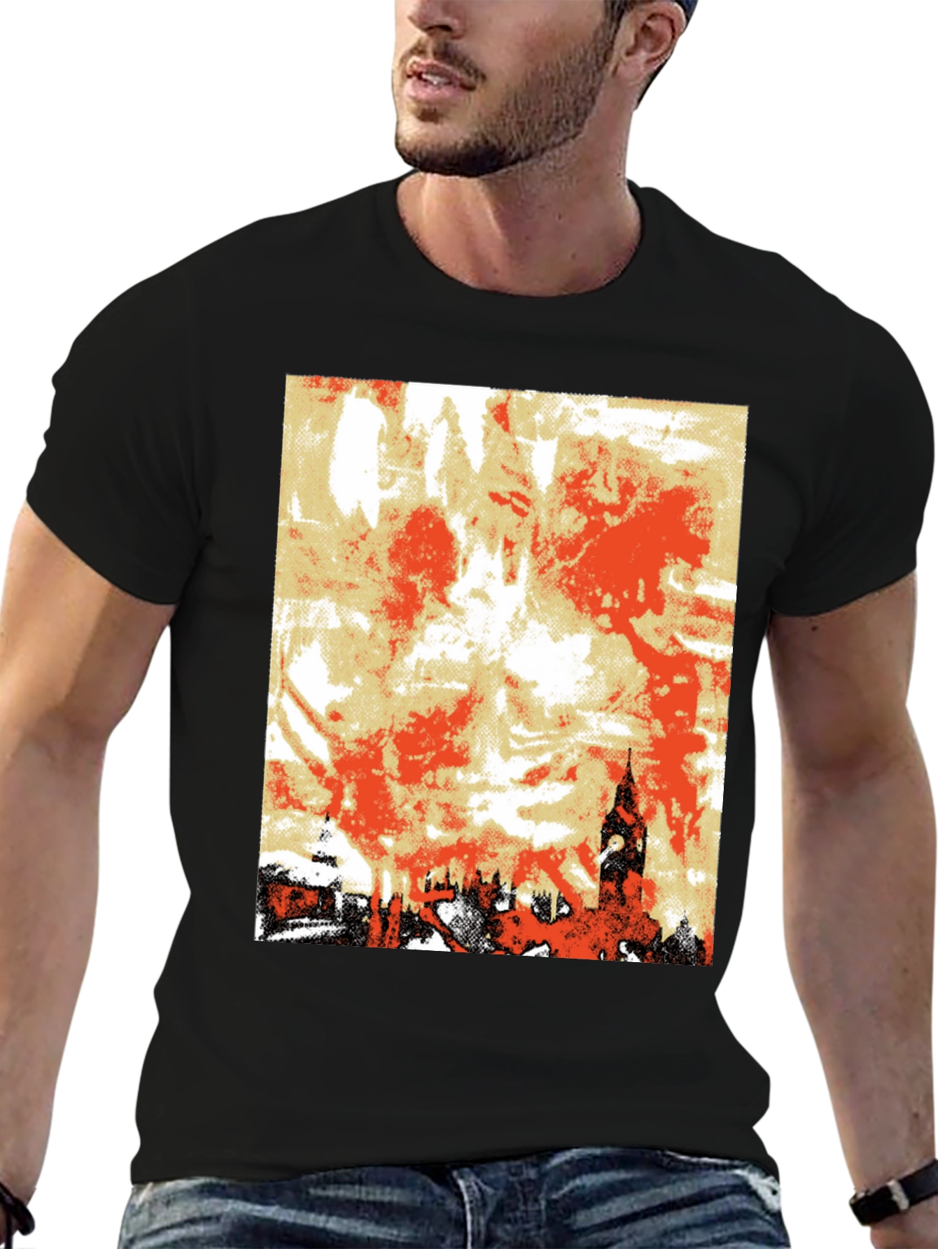 Black London Skyline Graphic Tee - Black view 6